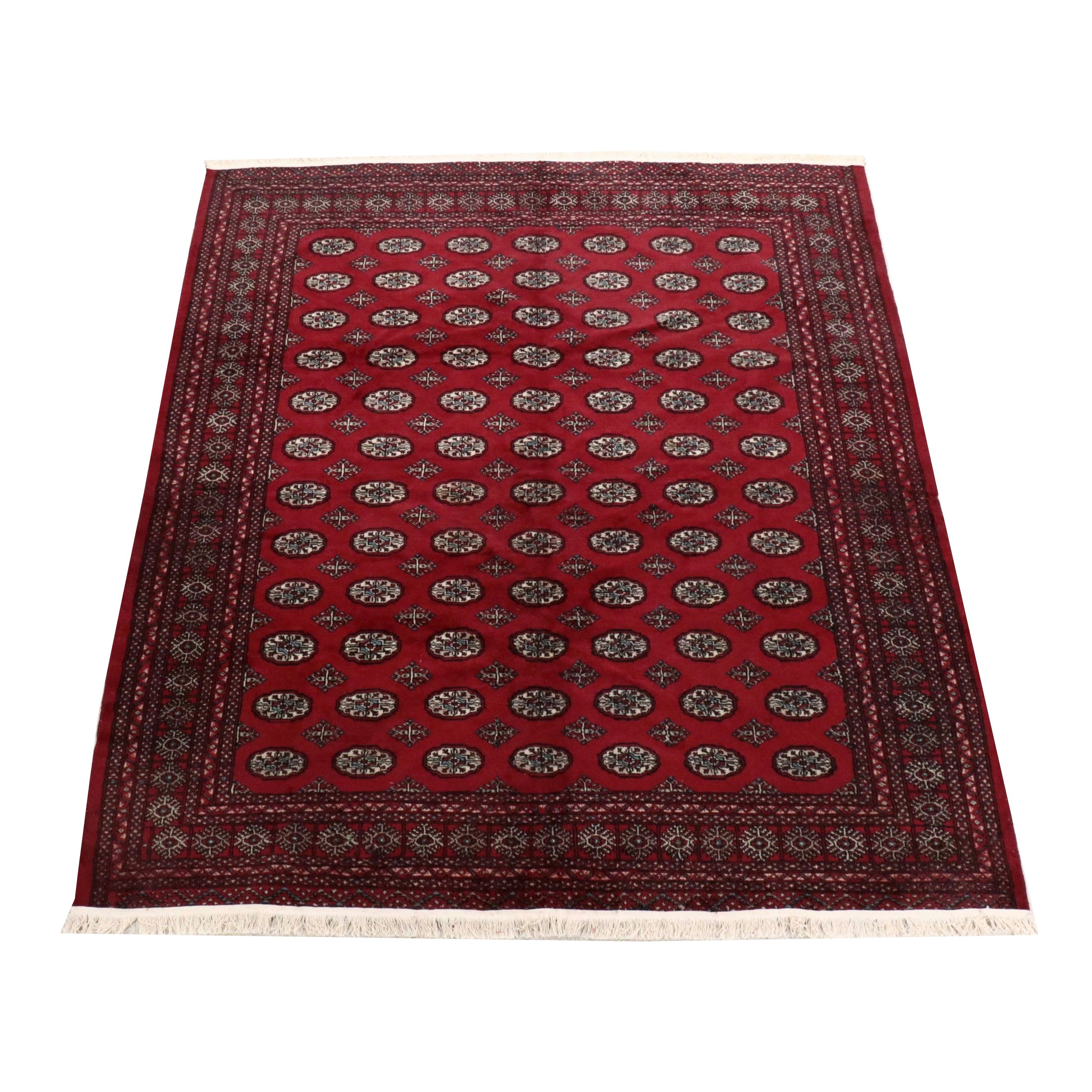 8'1 x 9'8 Hand-Knotted Pakistani Bokhara Area Rug