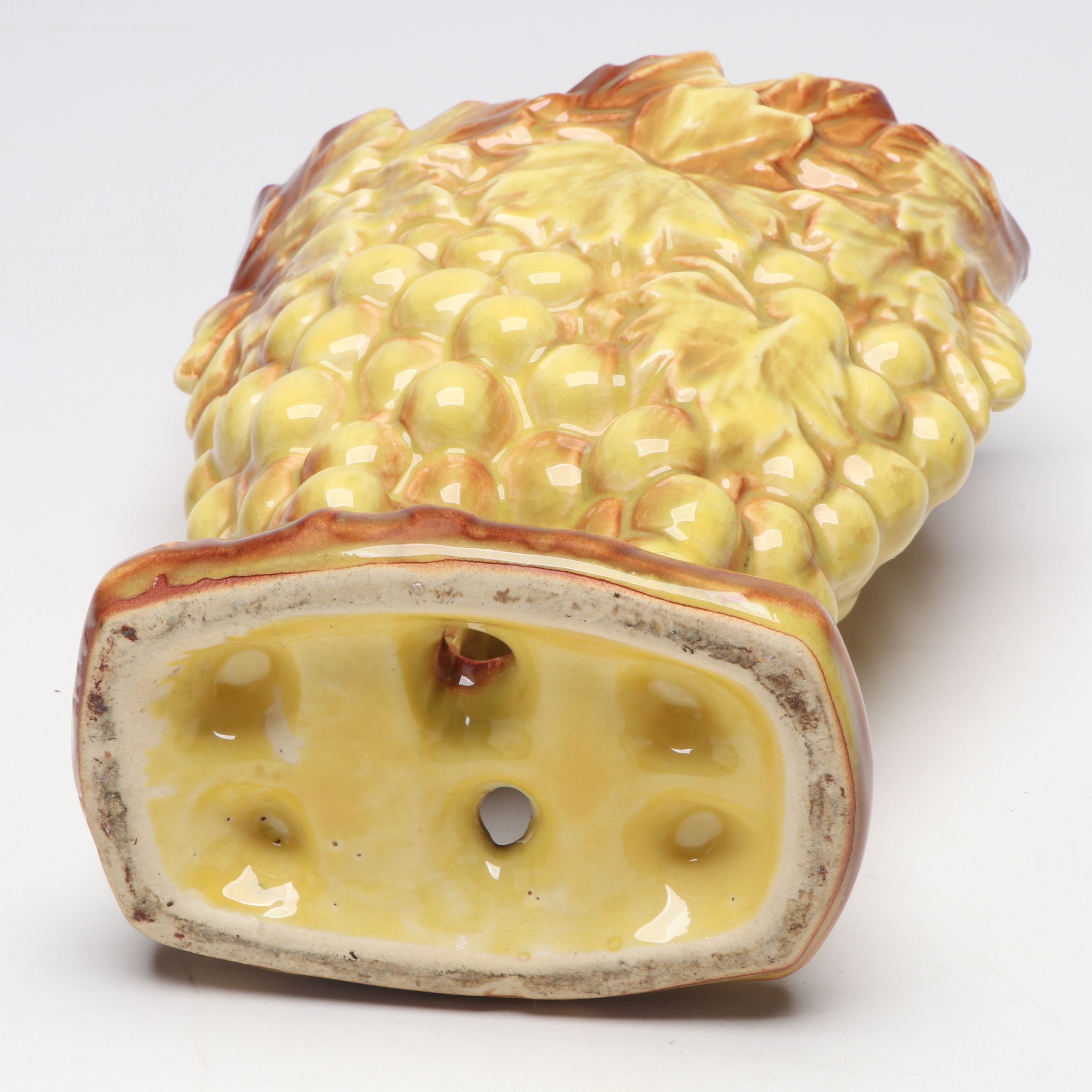 McCoy Pottery Yellow Grape Vase with Wall Pocket and Ceramic Figural Planters