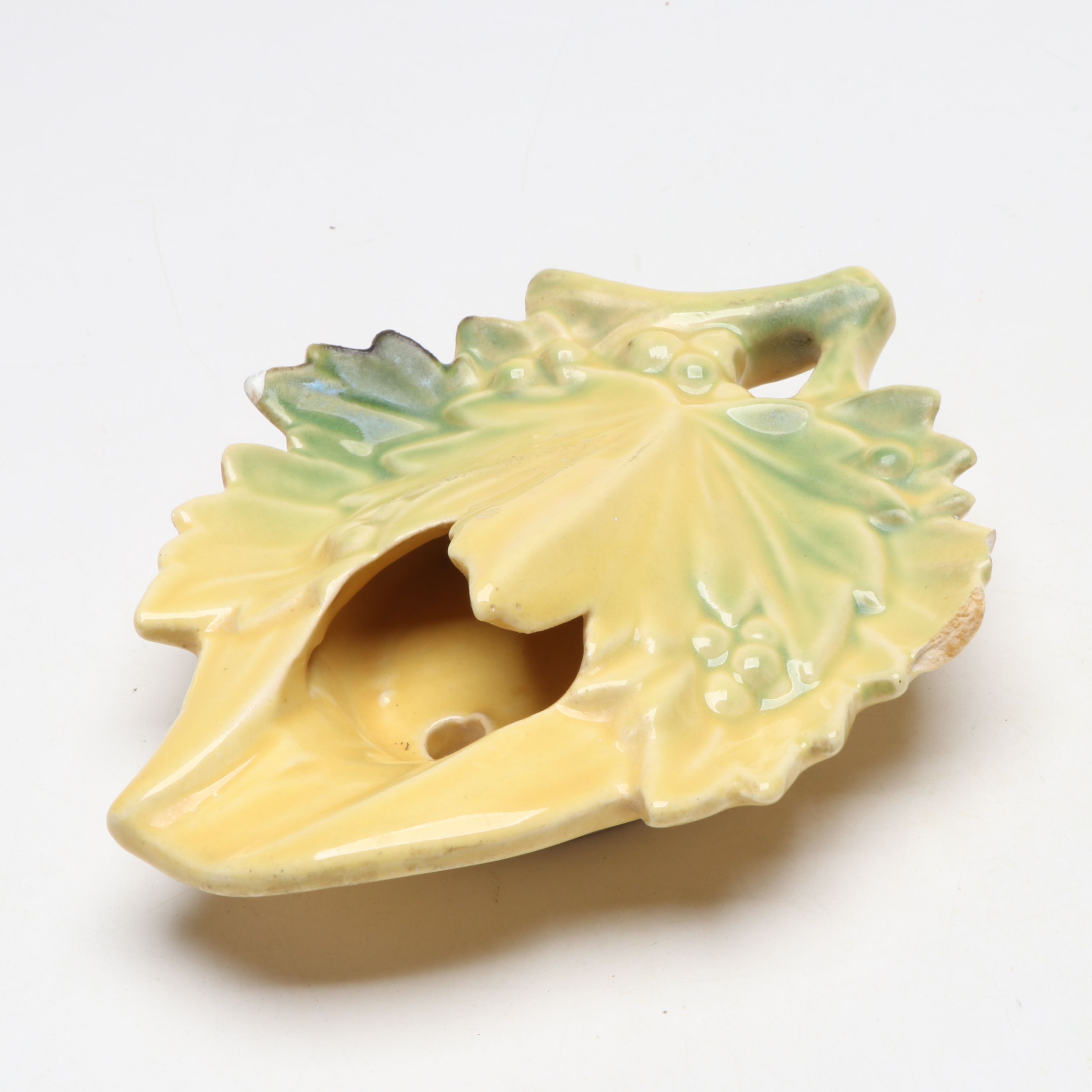 McCoy Pottery Yellow Grape Vase with Wall Pocket and Ceramic Figural Planters