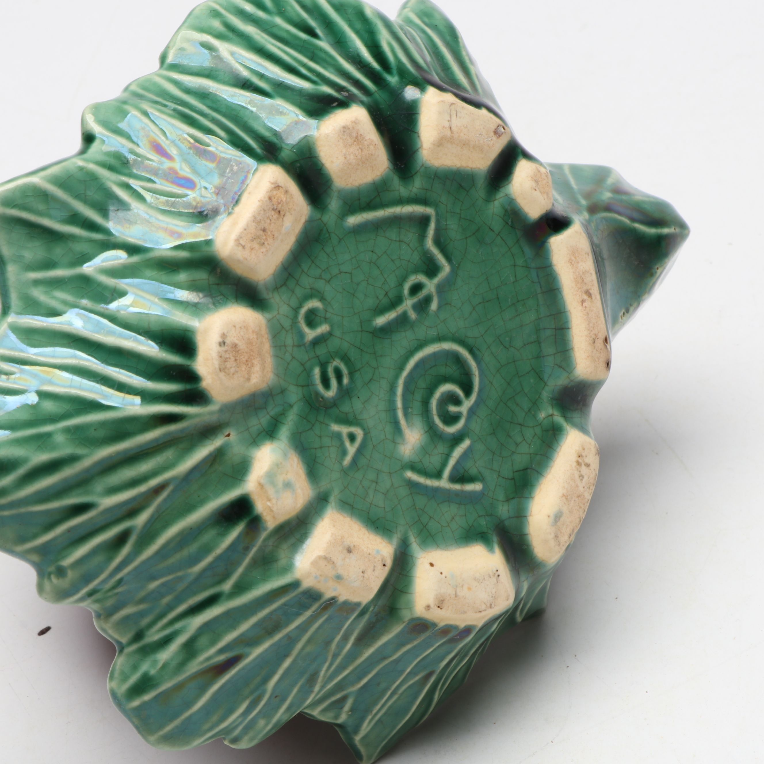 McCoy Pottery Yellow Grape Vase with Wall Pocket and Ceramic Figural Planters