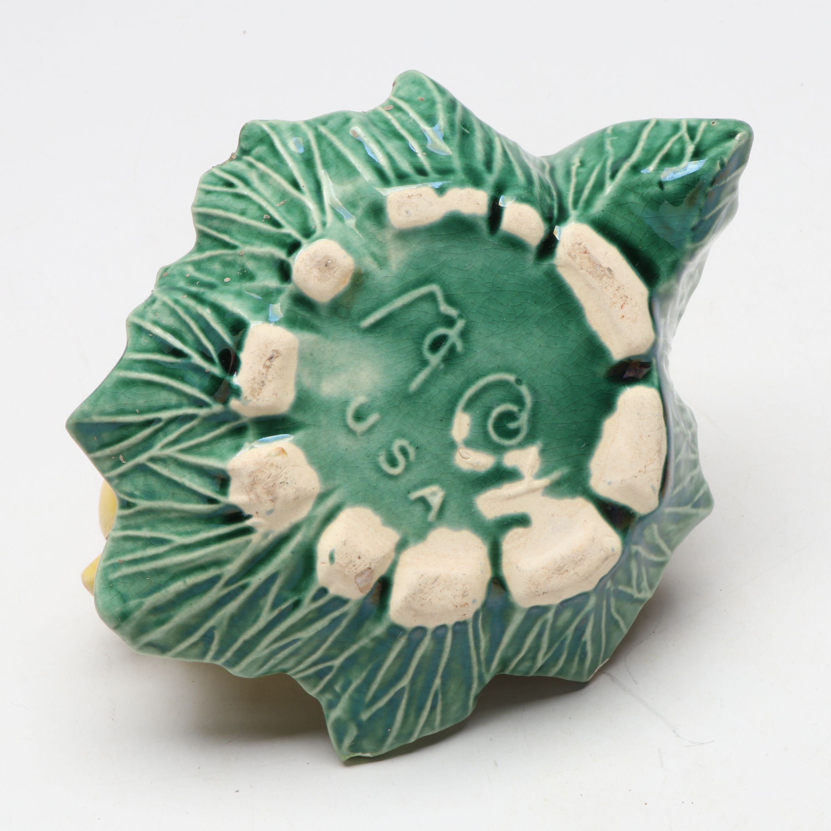 McCoy Pottery Yellow Grape Vase with Wall Pocket and Ceramic Figural Planters