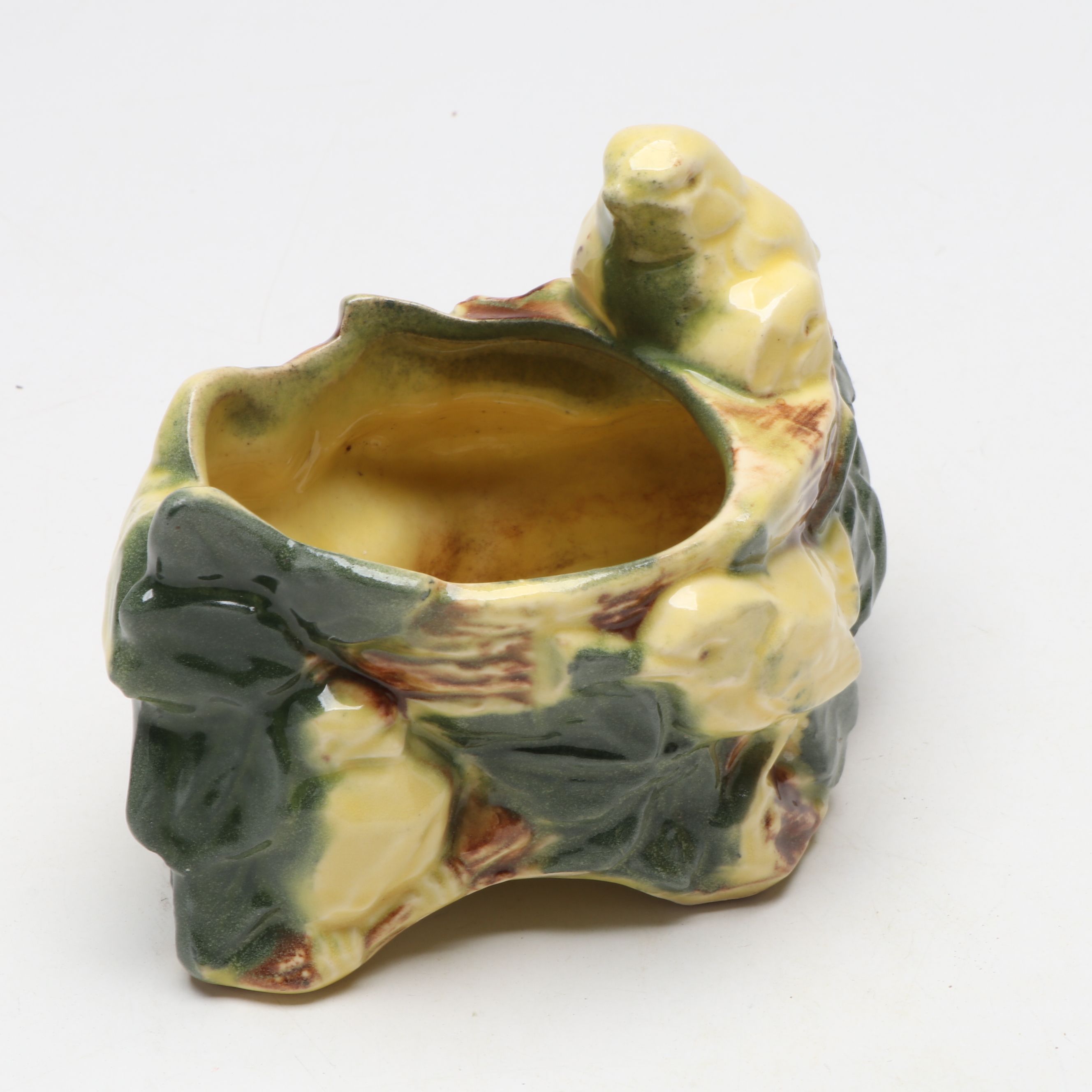 McCoy Pottery Yellow Grape Vase with Wall Pocket and Ceramic Figural Planters