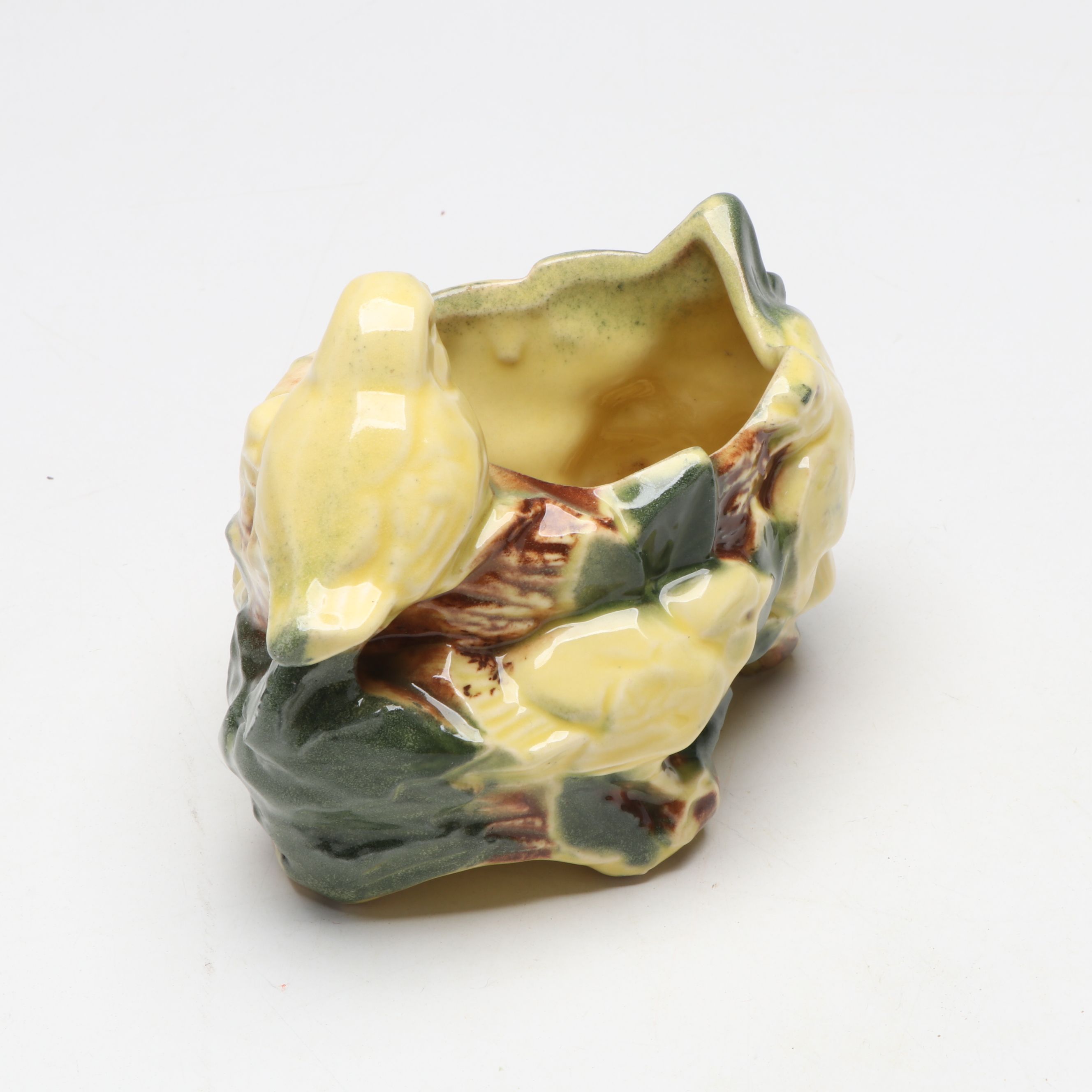 McCoy Pottery Yellow Grape Vase with Wall Pocket and Ceramic Figural Planters