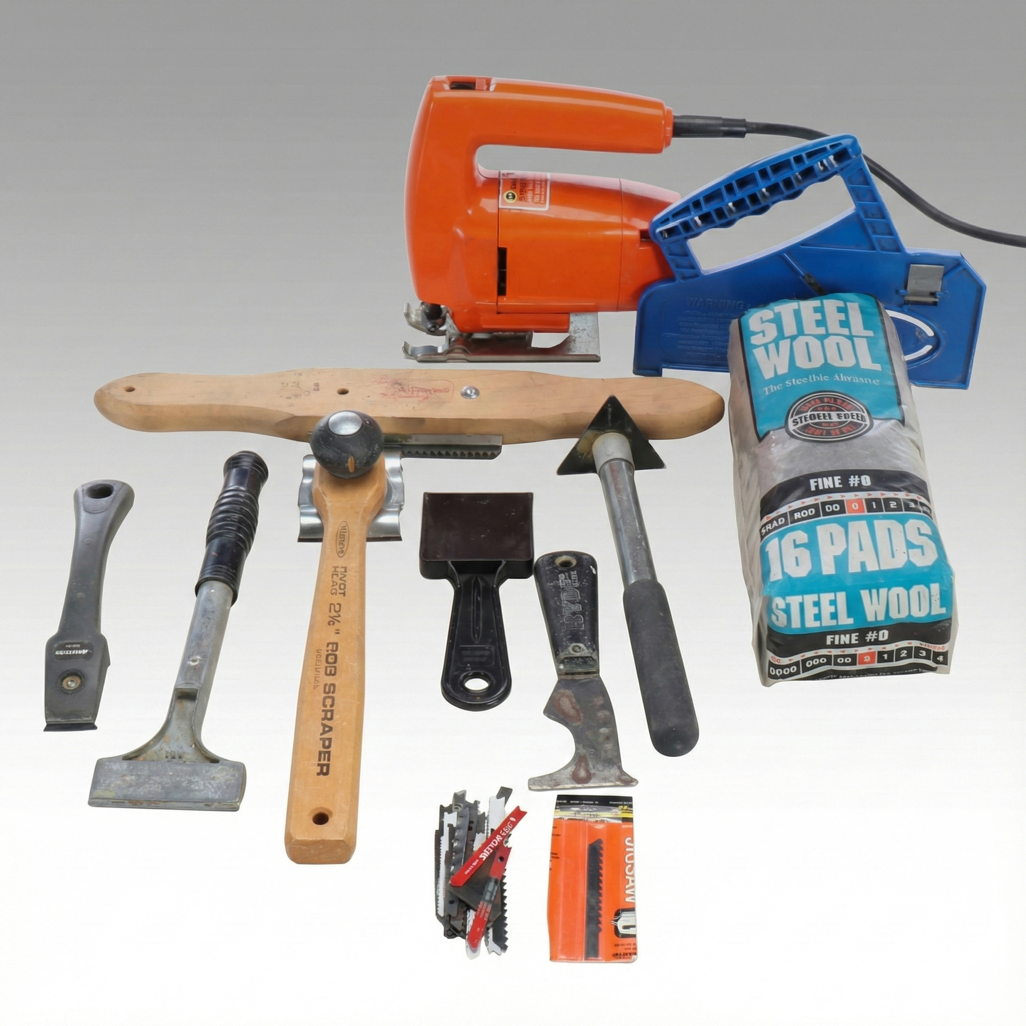 Black & Decker Vintage Jig Saw with Steel Wool Pads and More Tools