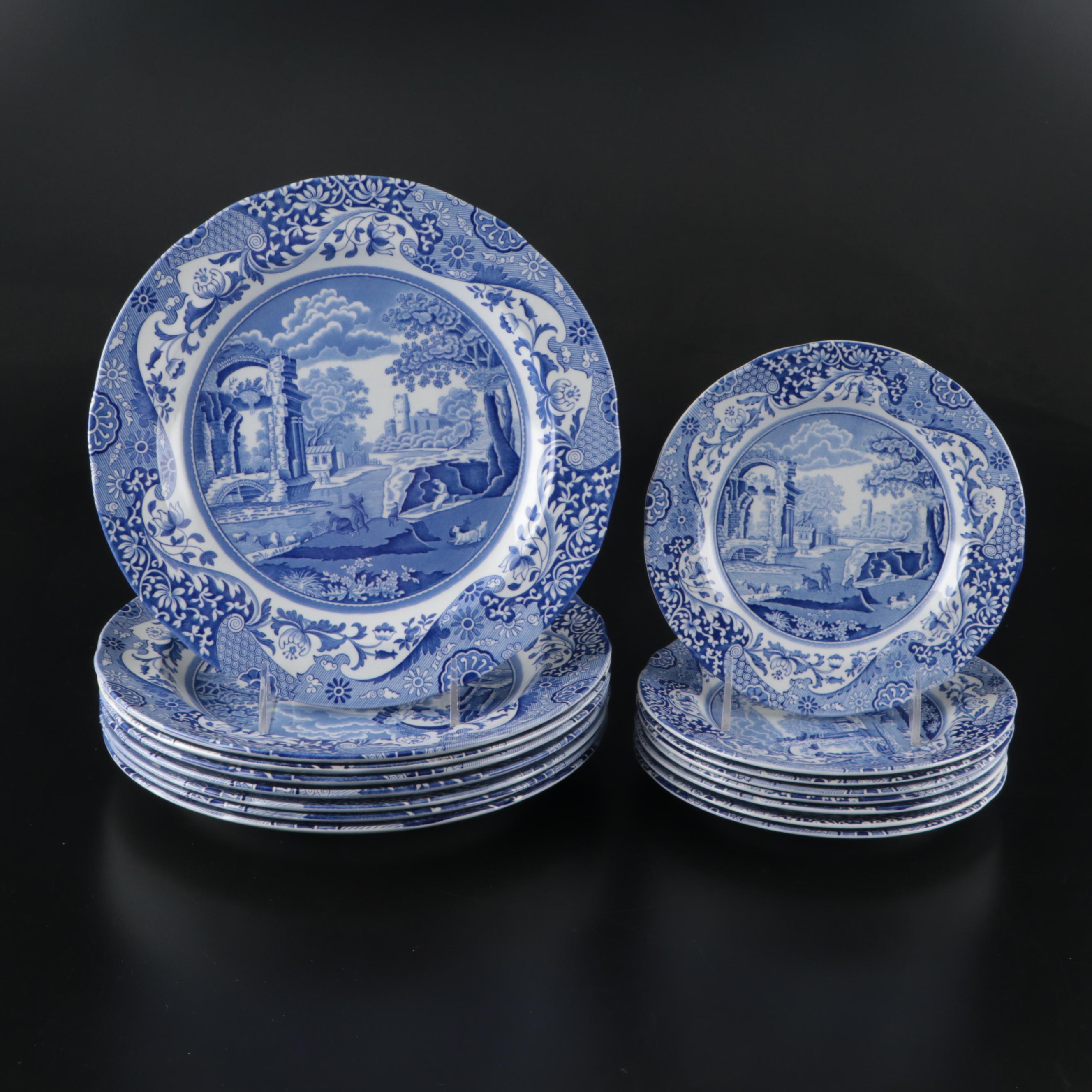 Spode "Blue Italian" Dinnerware and Serving Pieces with "Blue Room" Place Mats
