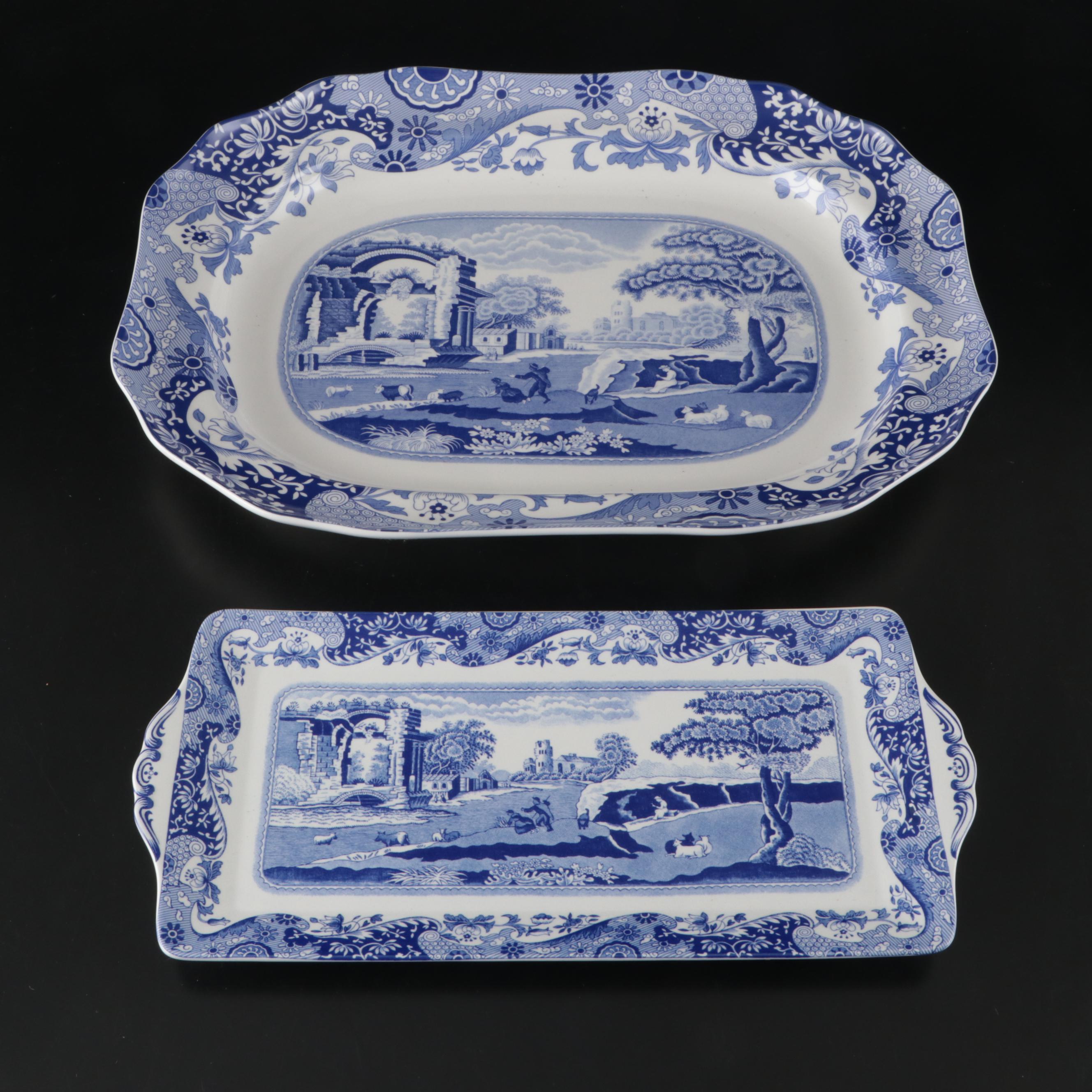 Spode "Blue Italian" Dinnerware and Serving Pieces with "Blue Room" Place Mats
