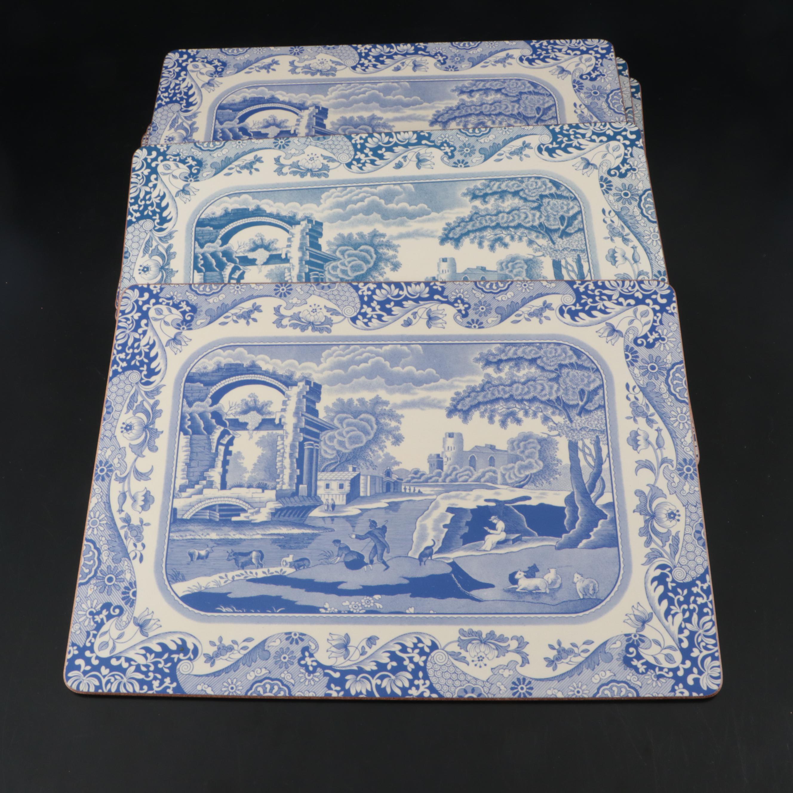 Spode "Blue Italian" Dinnerware and Serving Pieces with "Blue Room" Place Mats