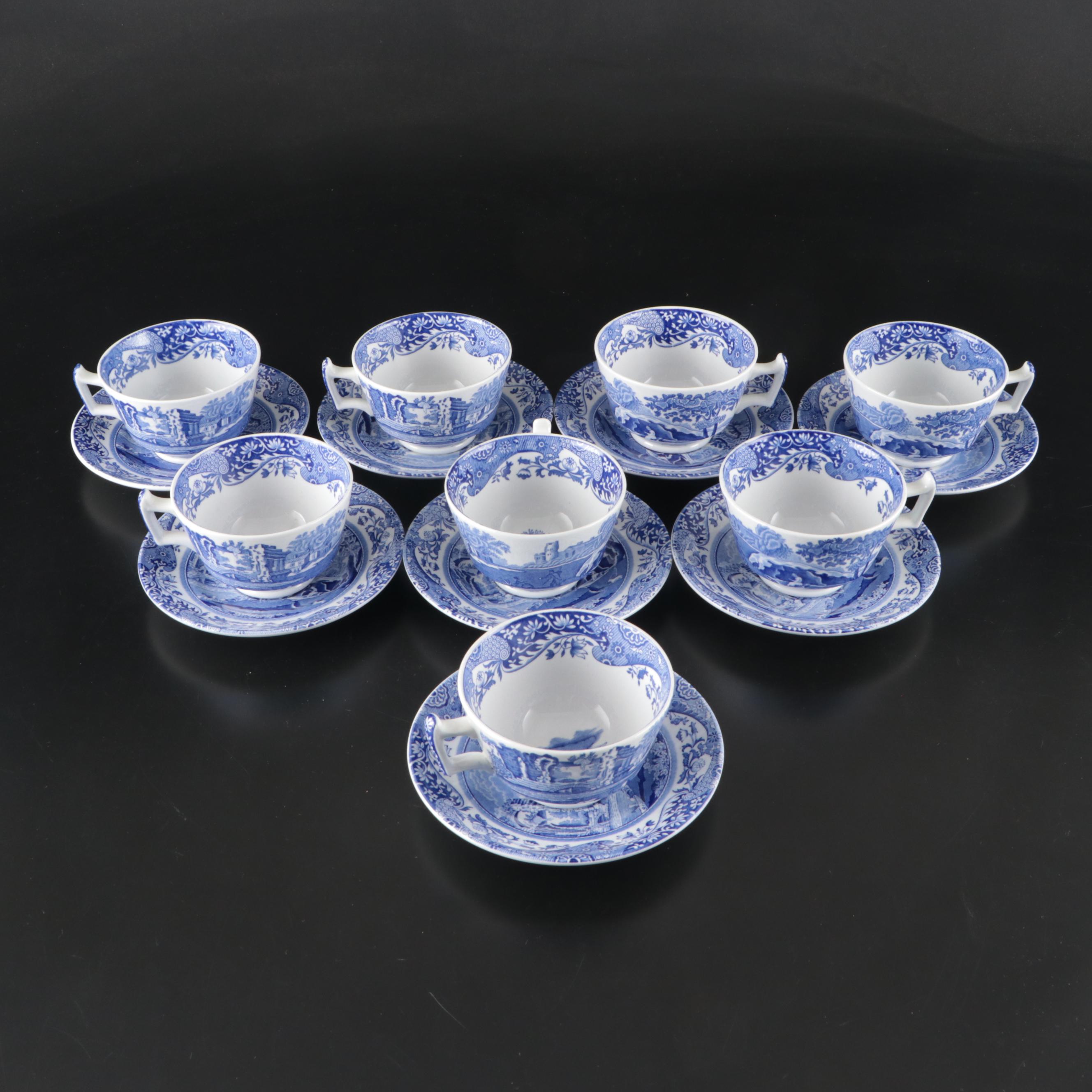 Spode "Blue Italian" Dinnerware and Serving Pieces with "Blue Room" Place Mats