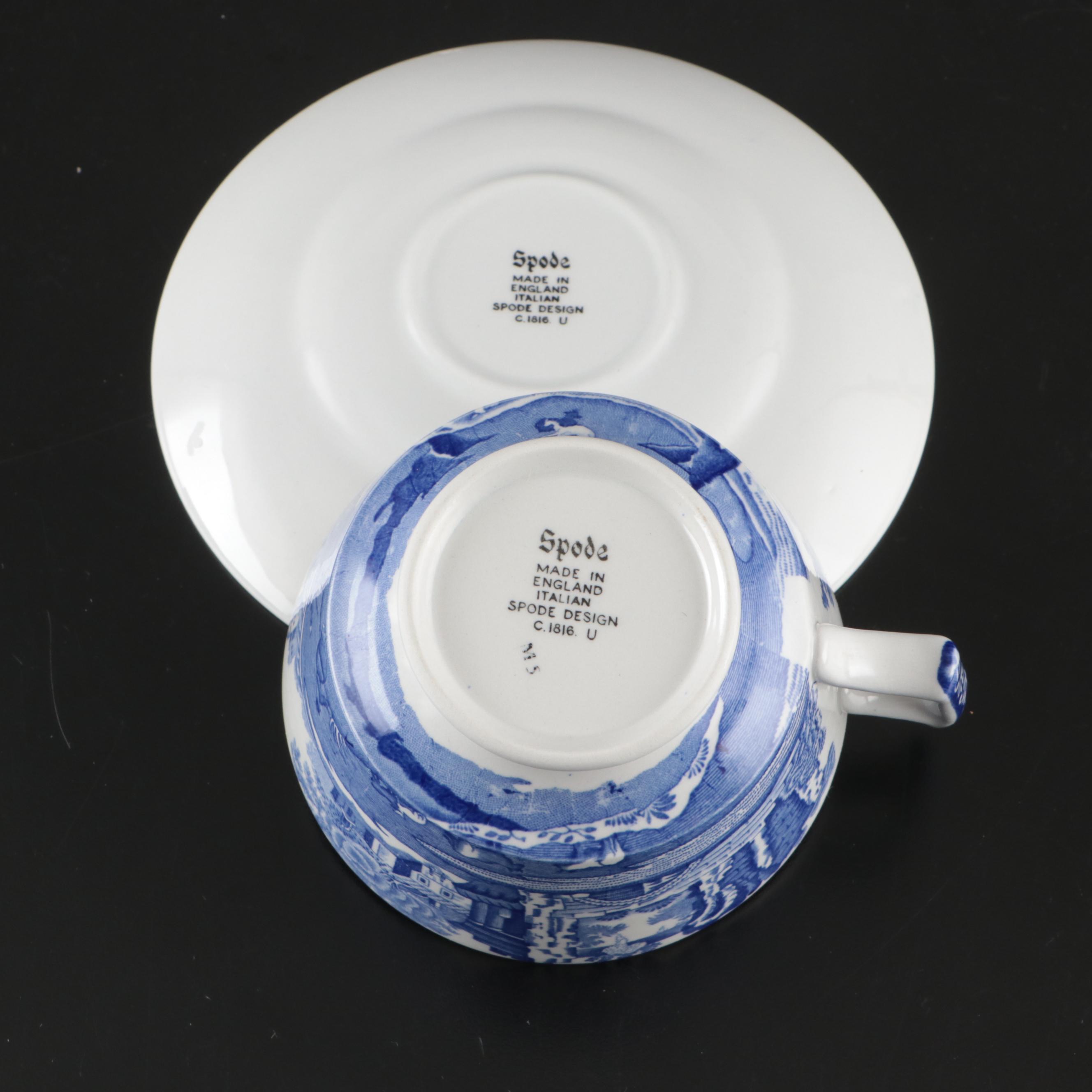 Spode "Blue Italian" Dinnerware and Serving Pieces with "Blue Room" Place Mats