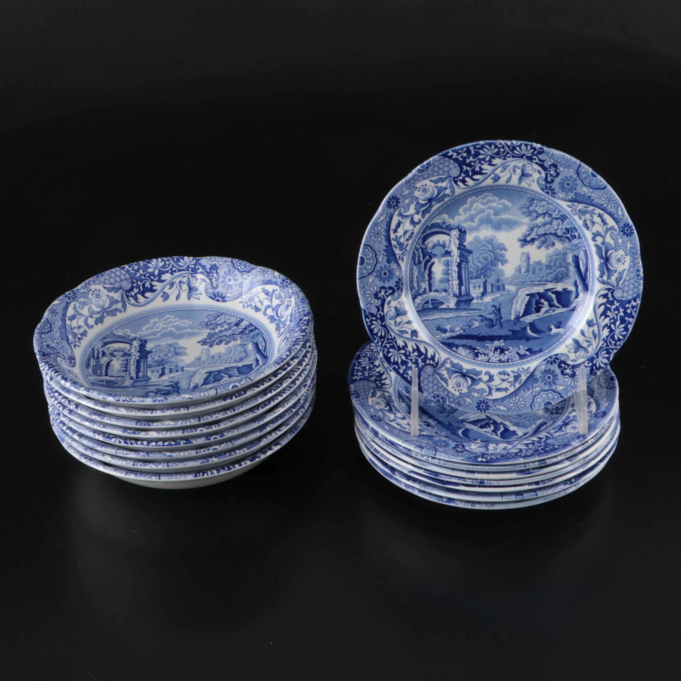 Spode "Blue Italian" Dinnerware and Serving Pieces with "Blue Room" Place Mats