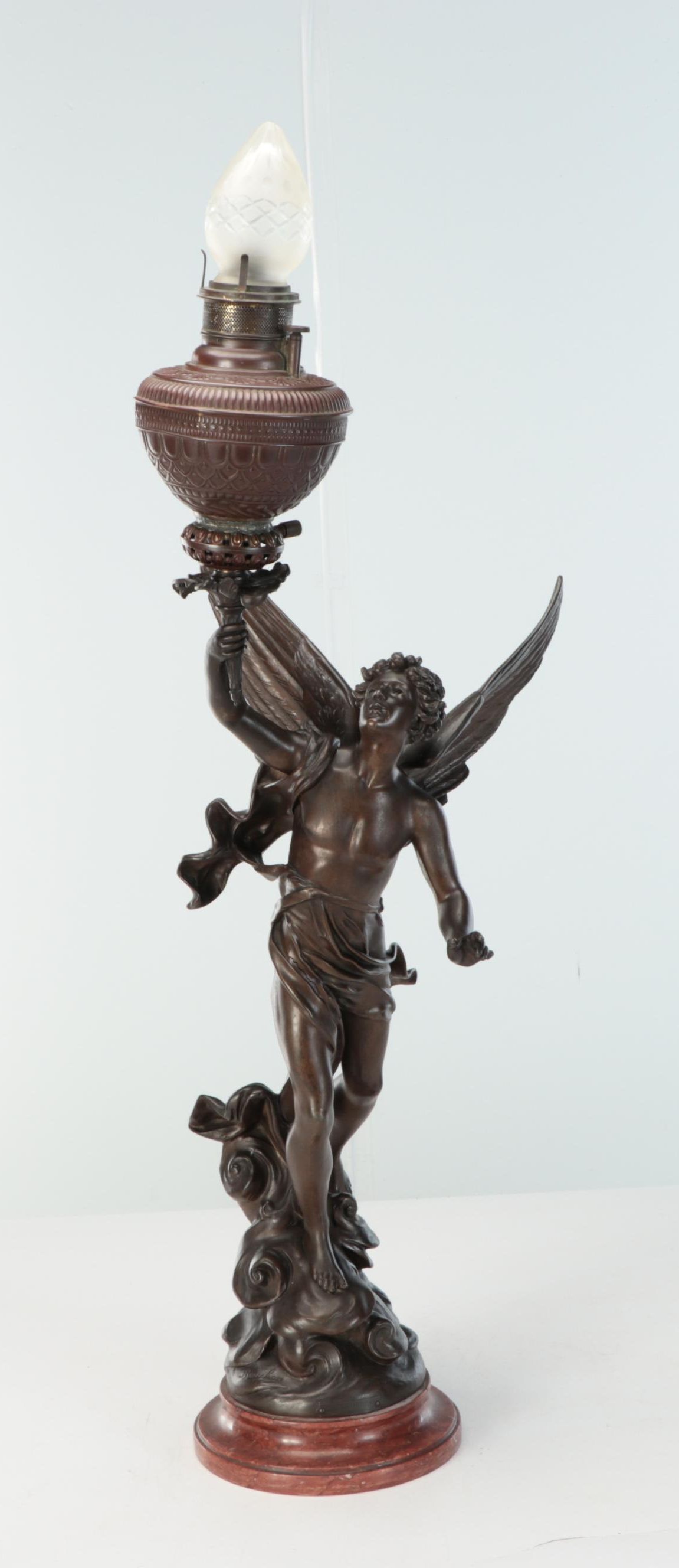 Neoclassical Style Cast Metal Figural Table Lamp After Emile Bruchon