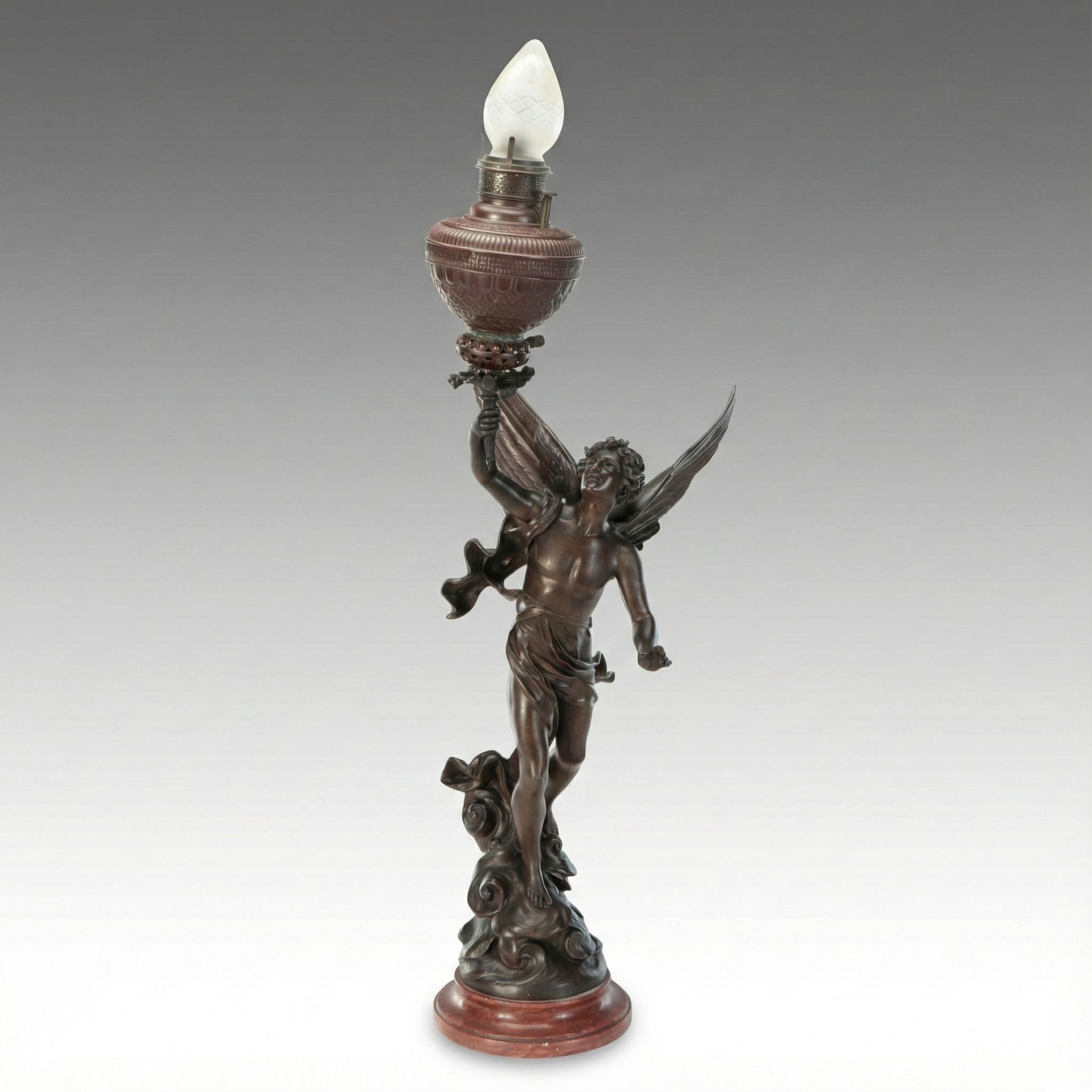 Neoclassical Style Cast Metal Figural Table Lamp After Emile Bruchon
