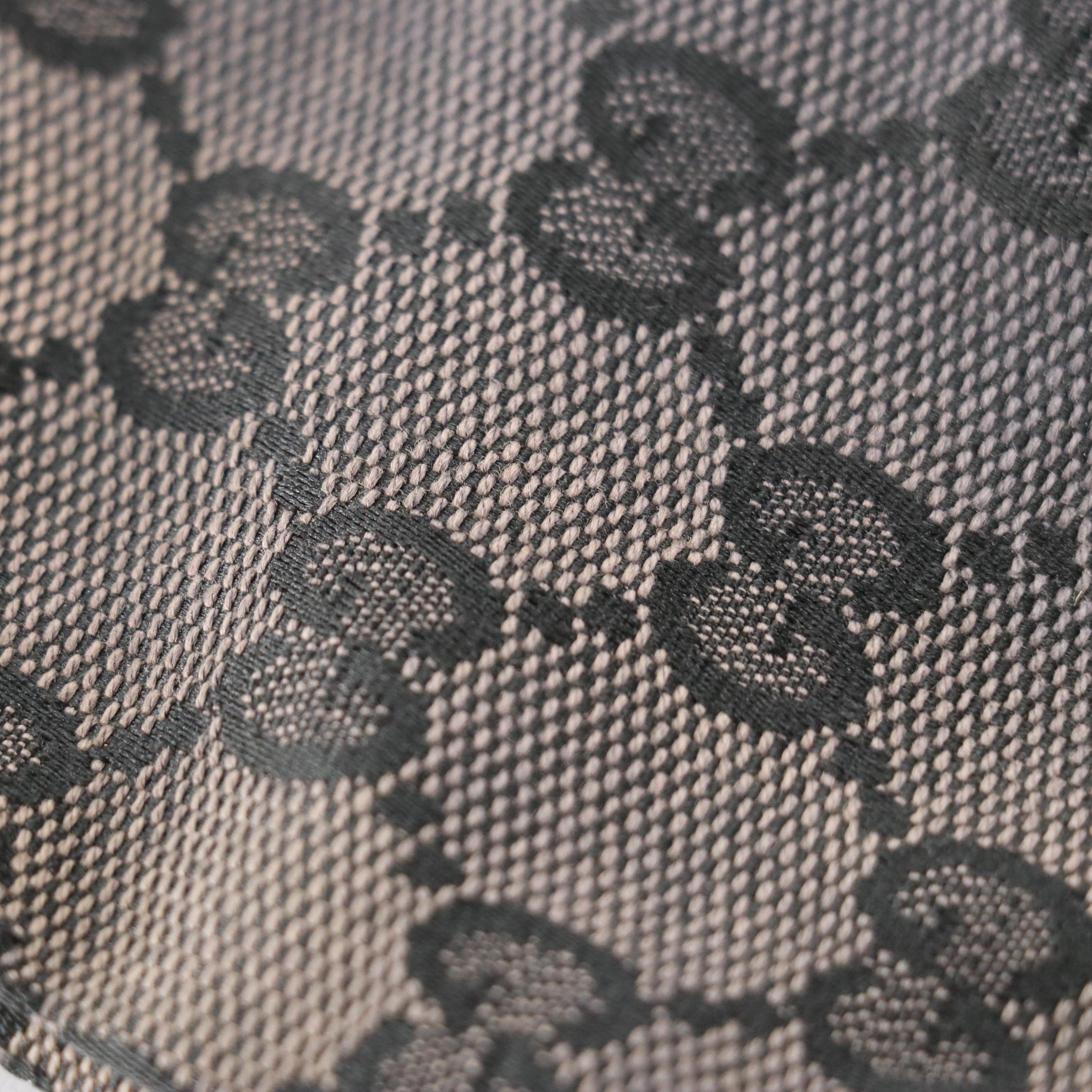 Gucci Front Pocket Shoulder Tote in Dark Grey GG Canvas and Black Leather Trim