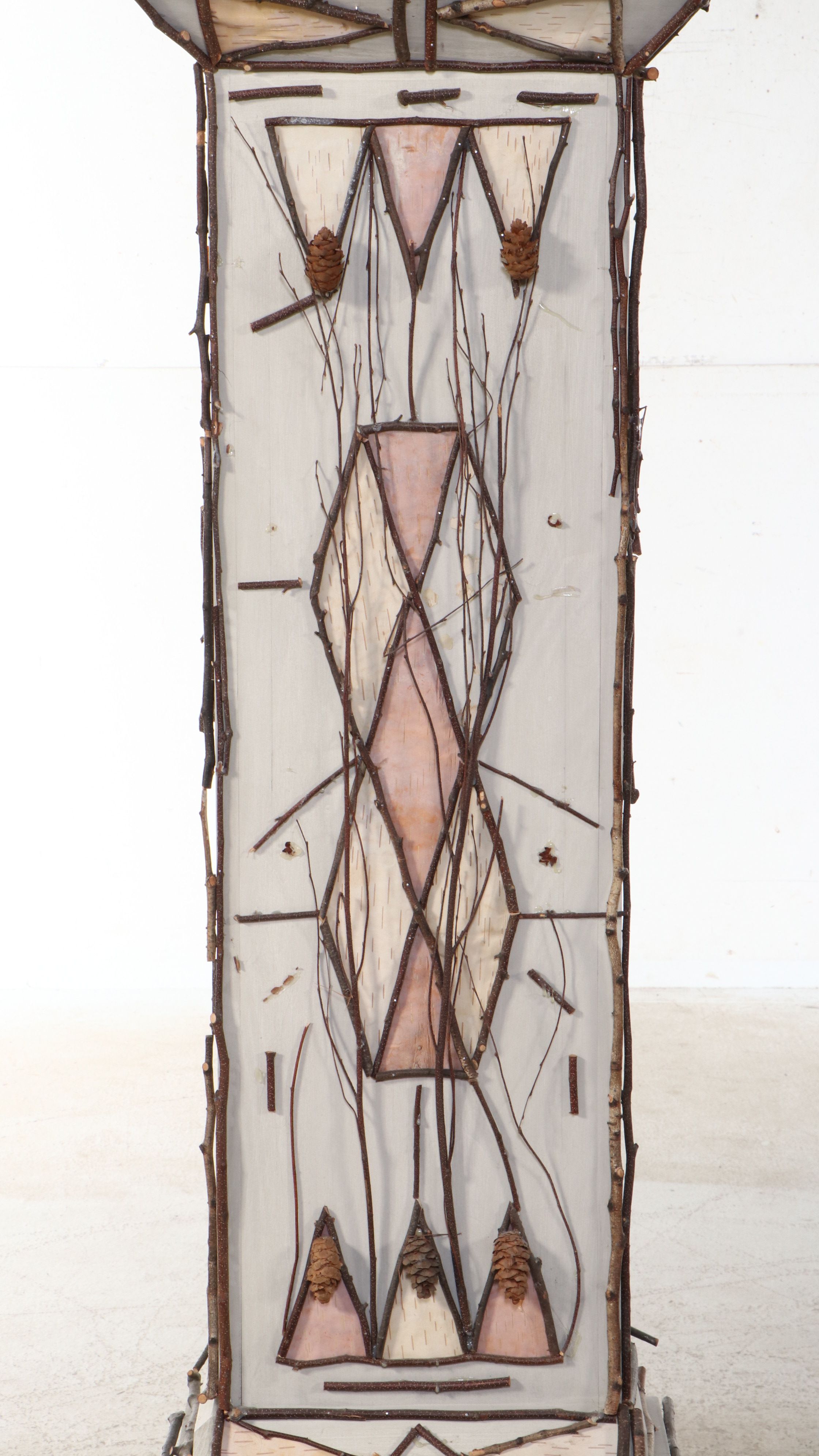 Adirondack Style Painted Grandfather Clock with Applied Twig Decoration