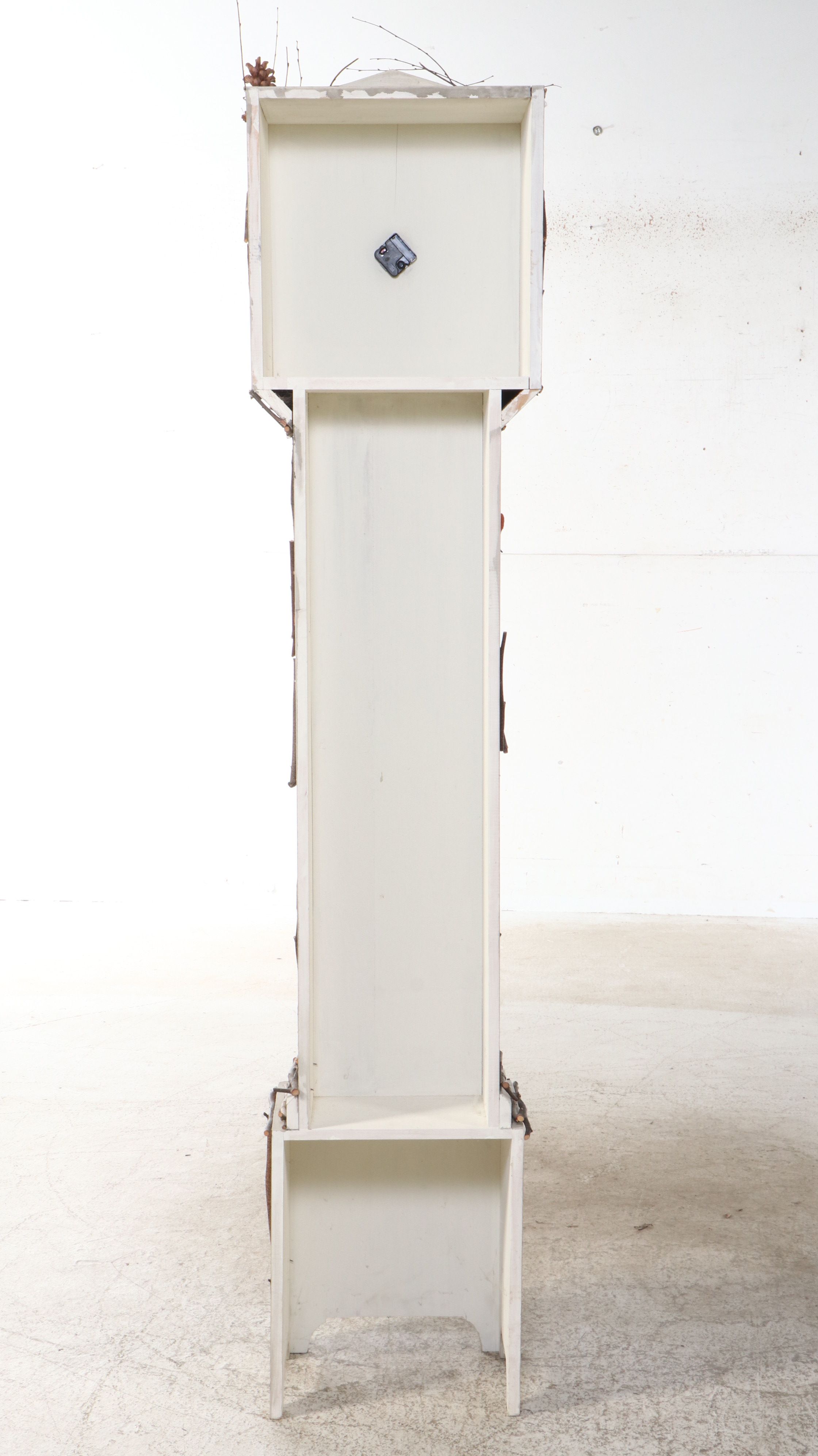 Adirondack Style Painted Grandfather Clock with Applied Twig Decoration