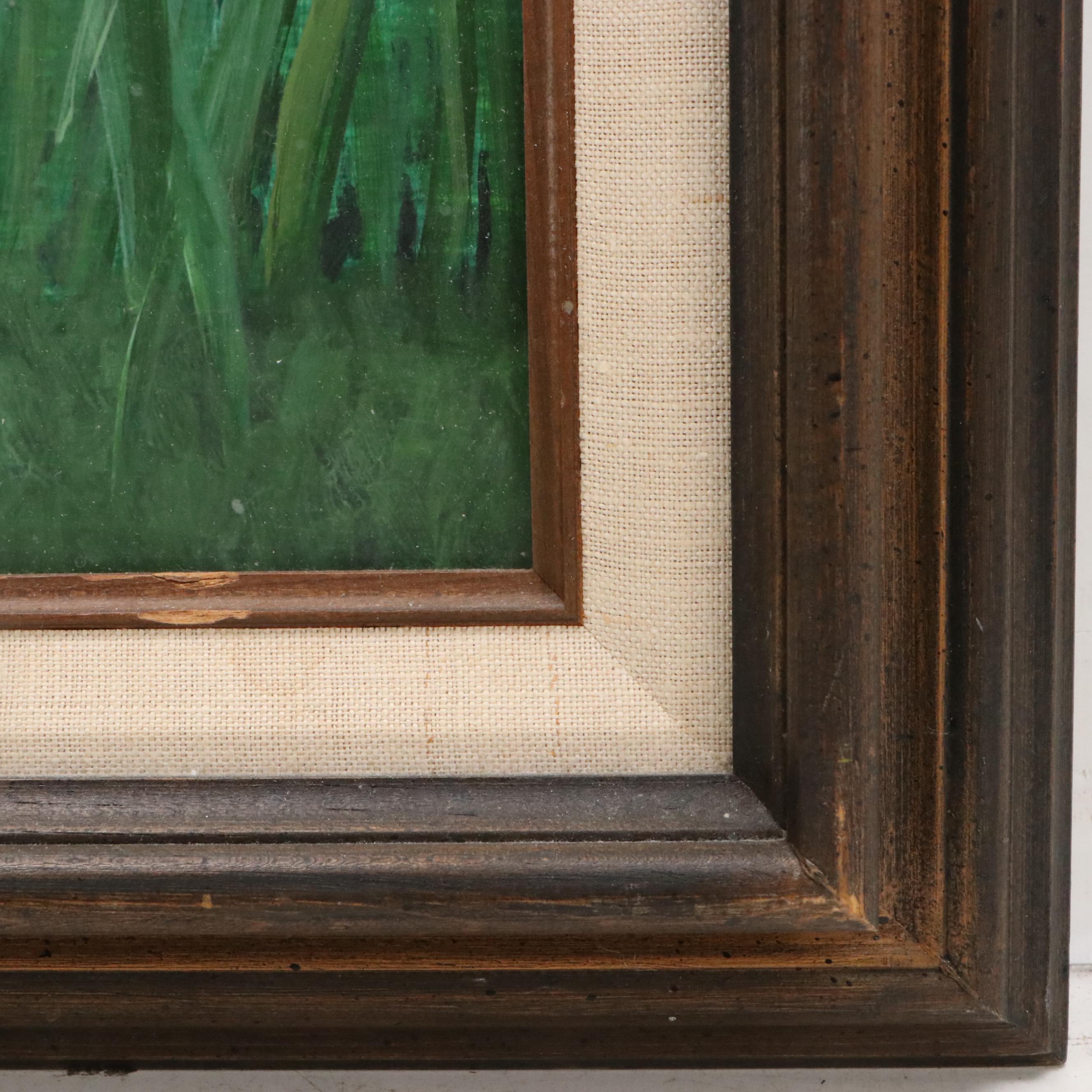 Landscape Acrylic Painting of Duck Swimming on Pond