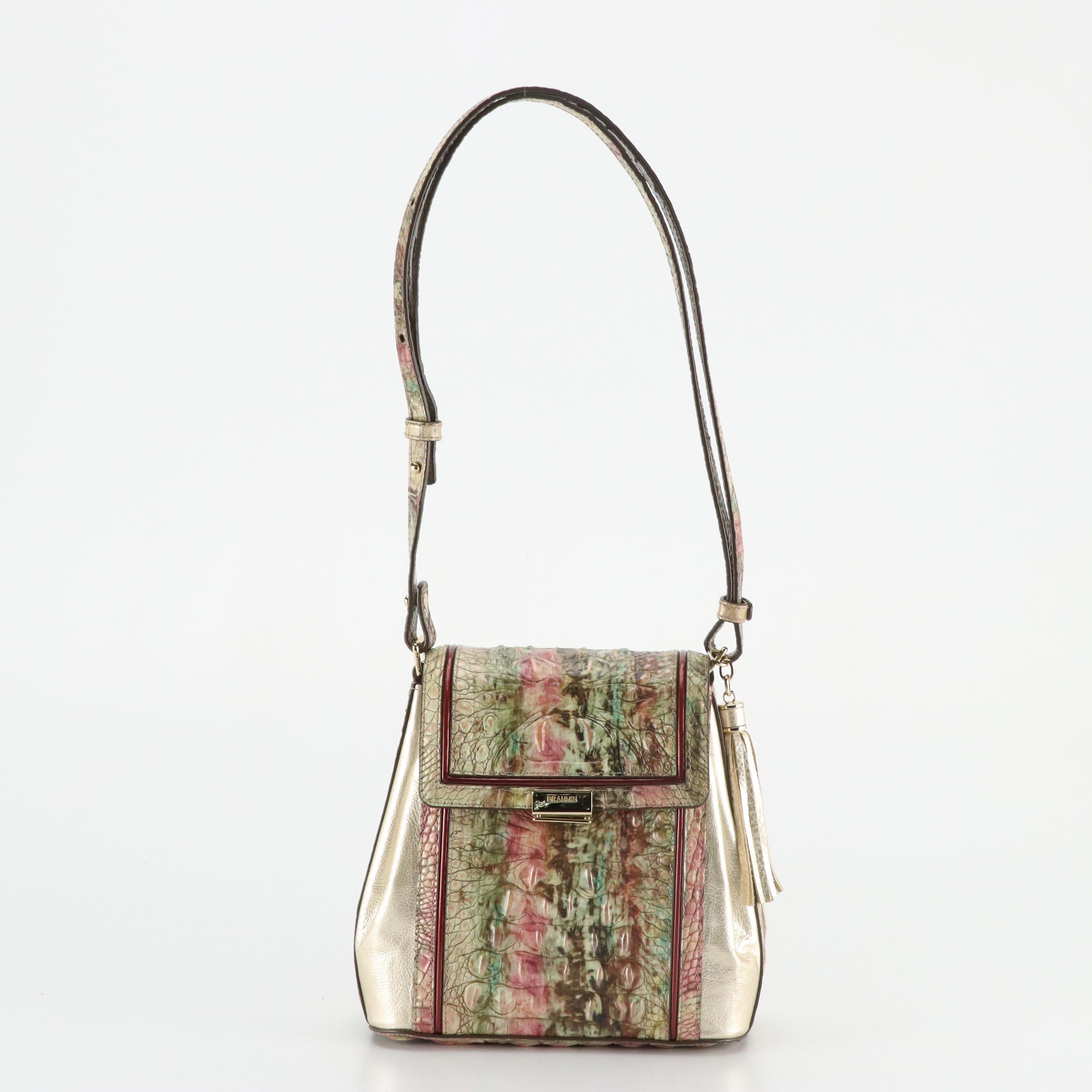 Brahmin Margo Shoulder Bag in Amethyst Celestine Croc Embossed Leather