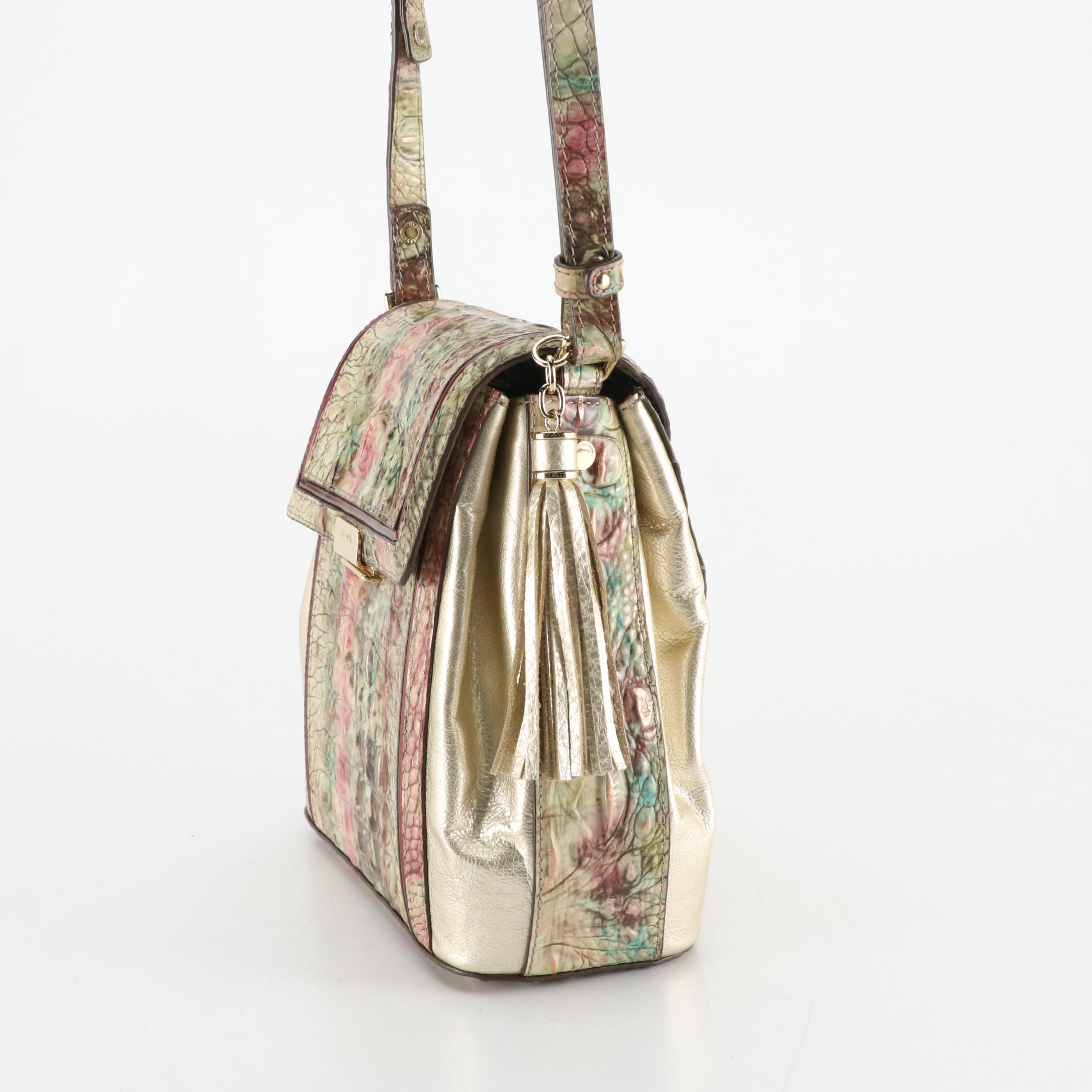 Brahmin Margo Shoulder Bag in Amethyst Celestine Croc Embossed Leather