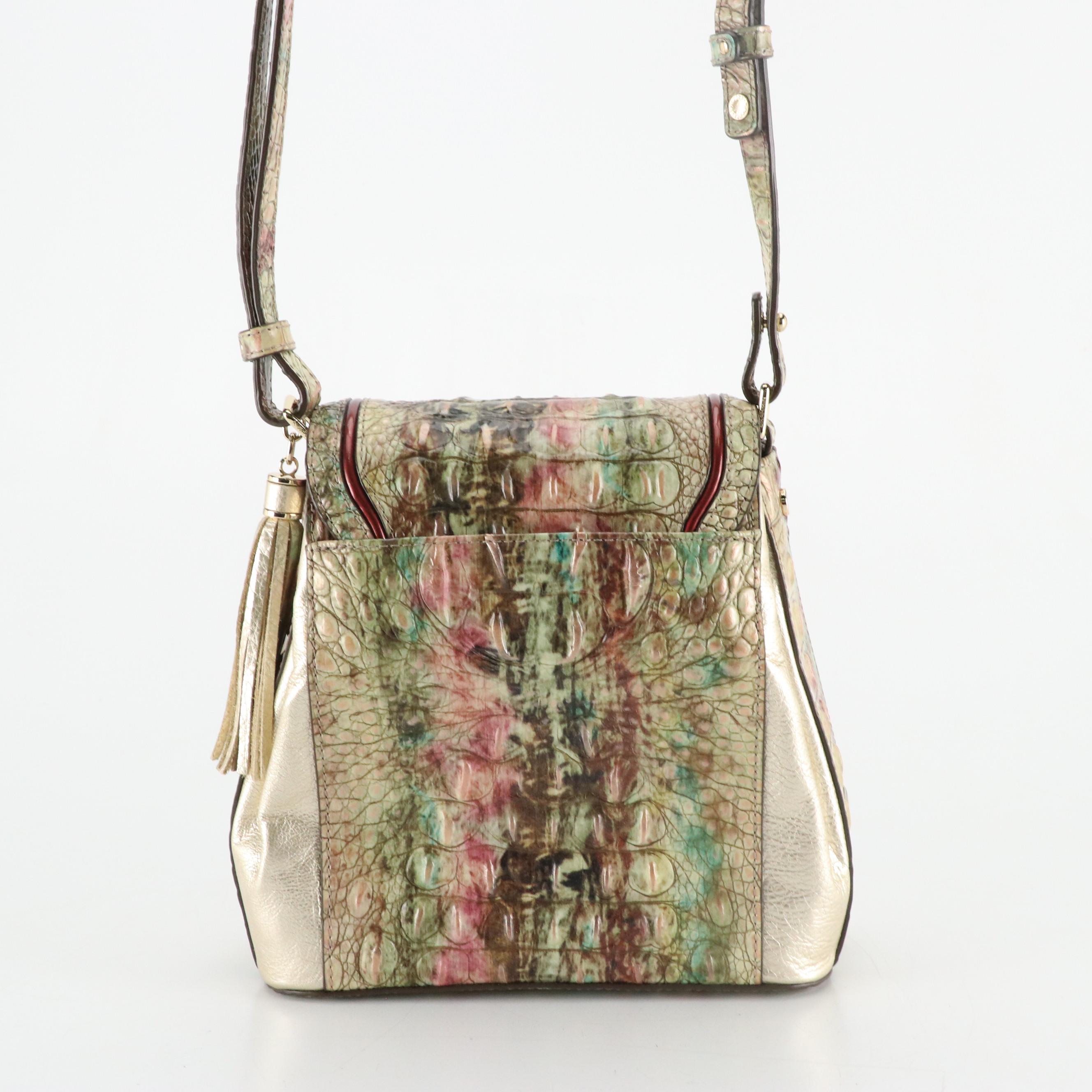 Brahmin Margo Shoulder Bag in Amethyst Celestine Croc Embossed Leather