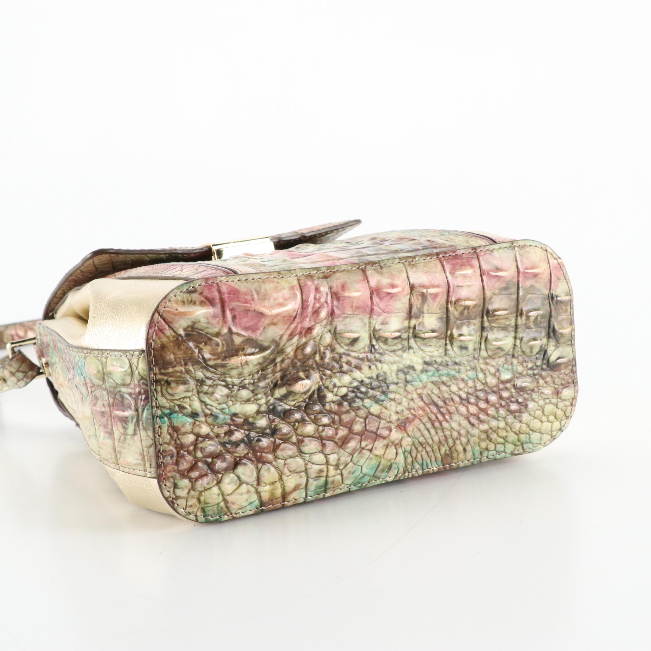 Brahmin Margo Shoulder Bag in Amethyst Celestine Croc Embossed Leather