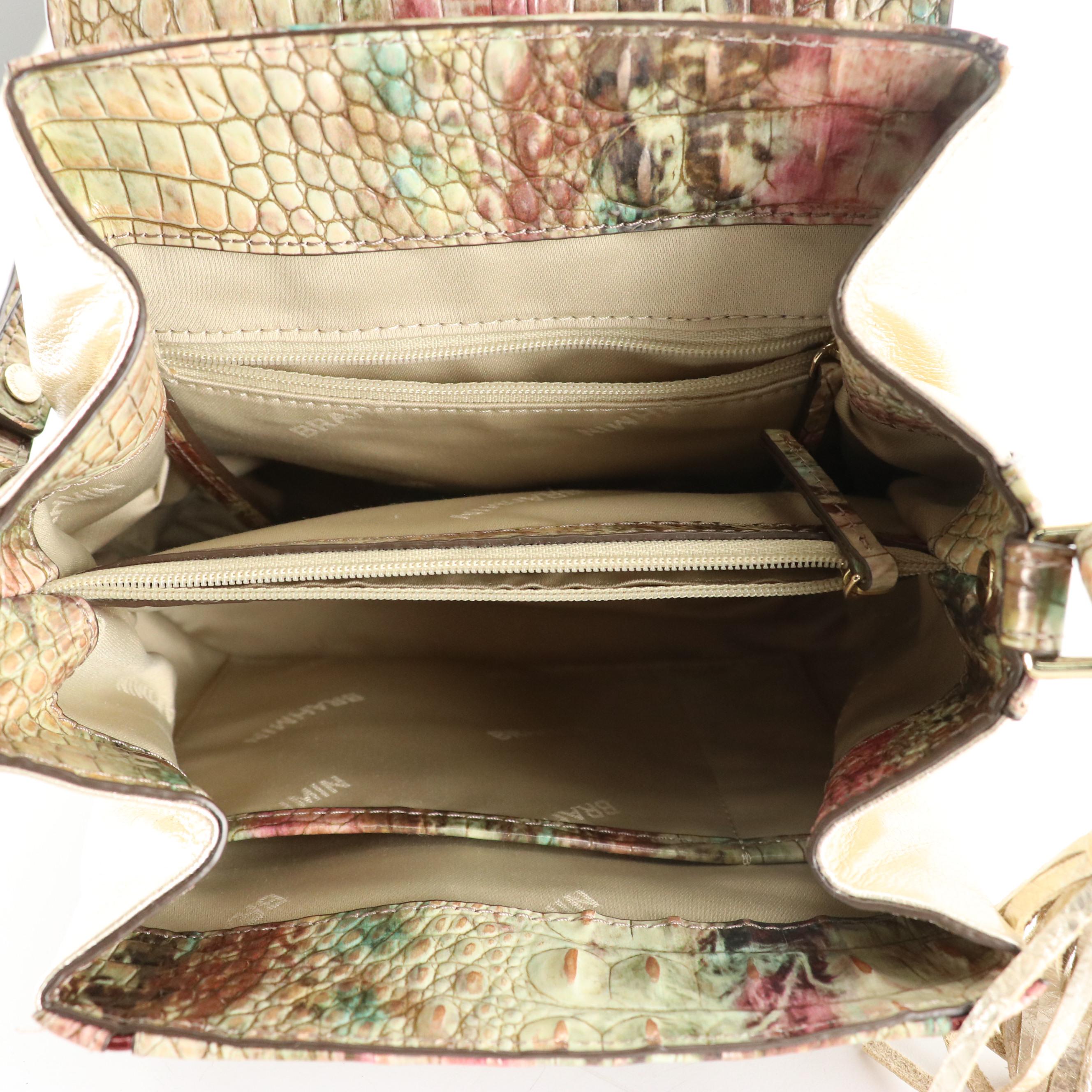 Brahmin Margo Shoulder Bag in Amethyst Celestine Croc Embossed Leather