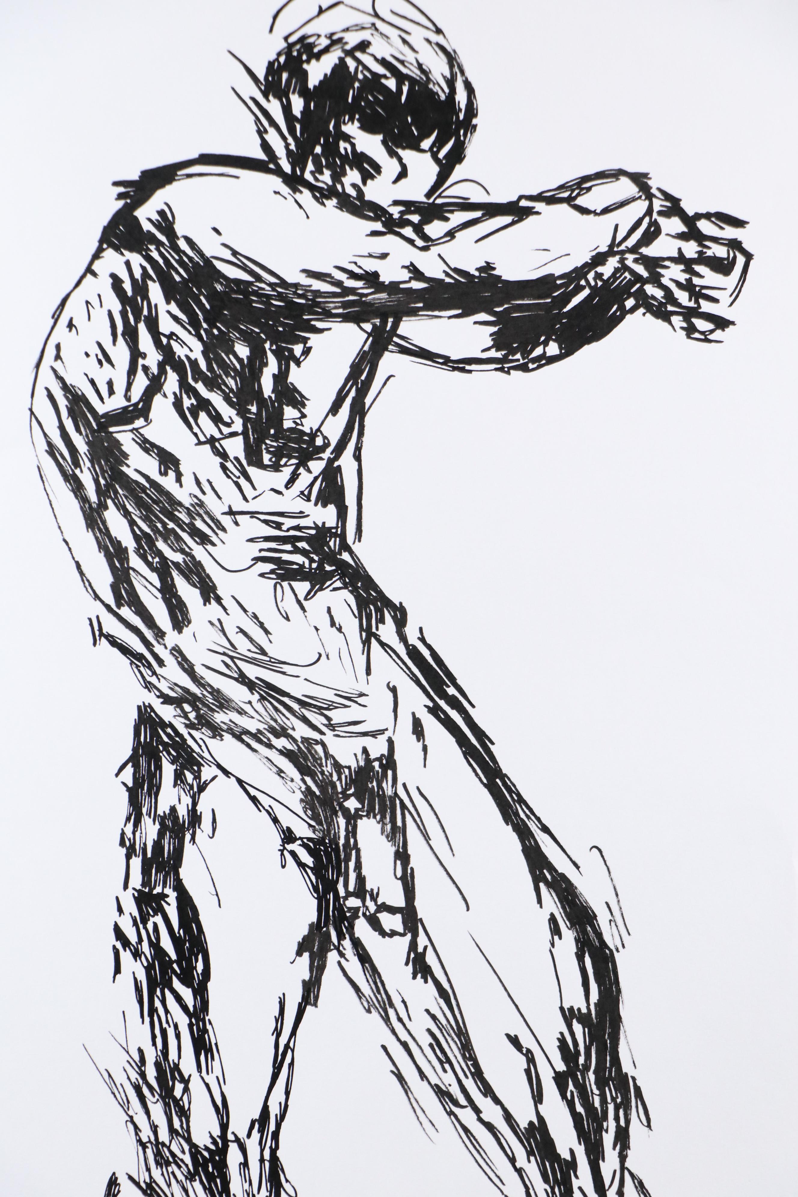 deSanto Male Nude Ink Figure Drawing "Astrael," 2025