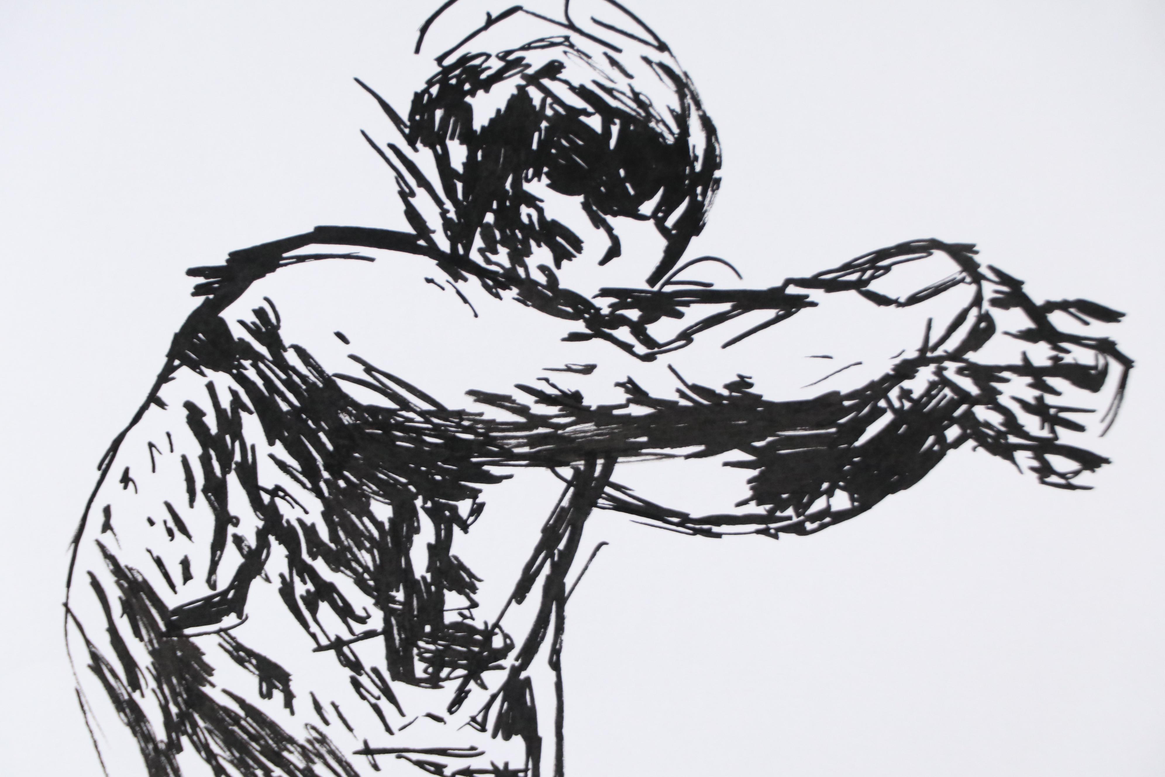 deSanto Male Nude Ink Figure Drawing "Astrael," 2025