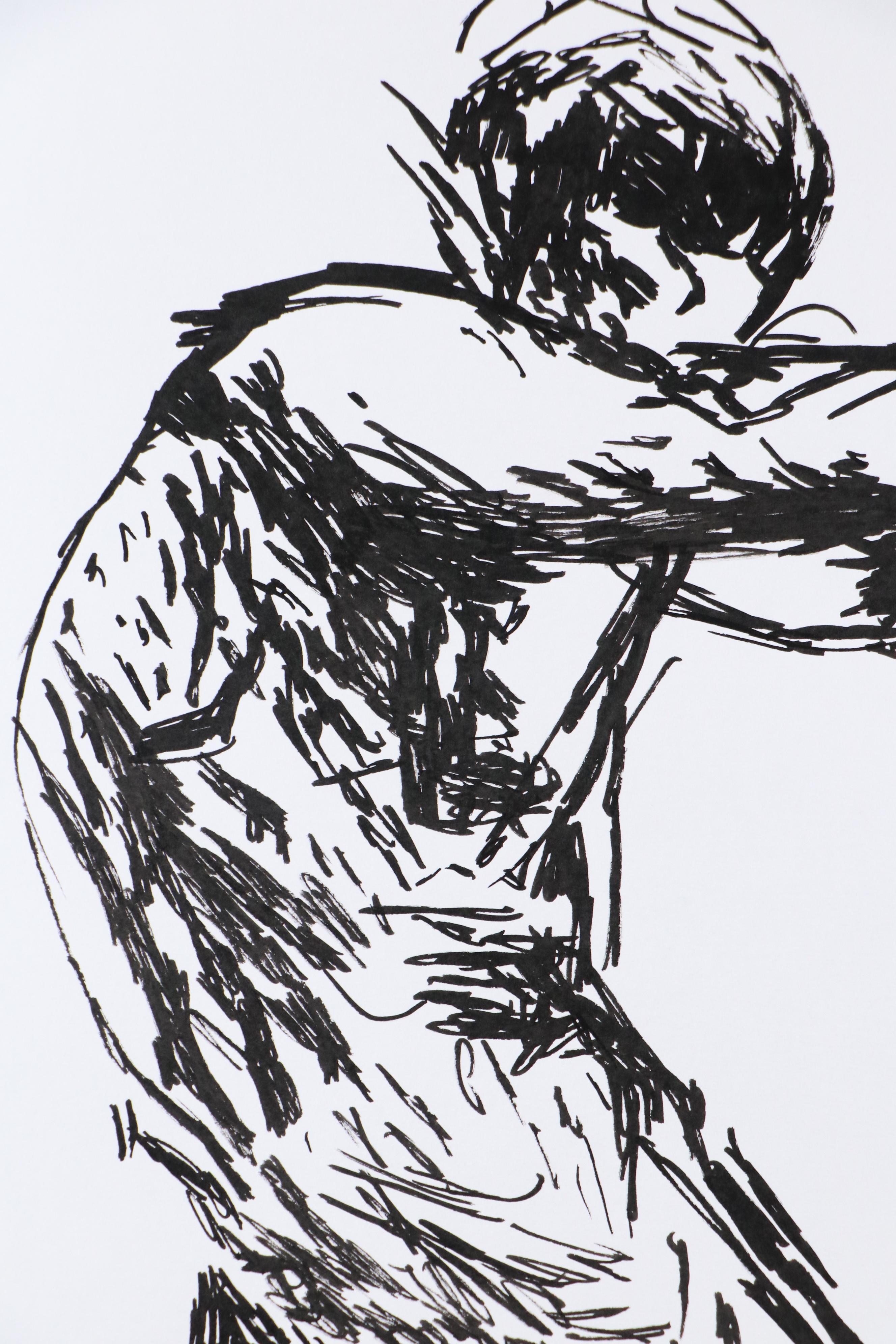 deSanto Male Nude Ink Figure Drawing "Astrael," 2025