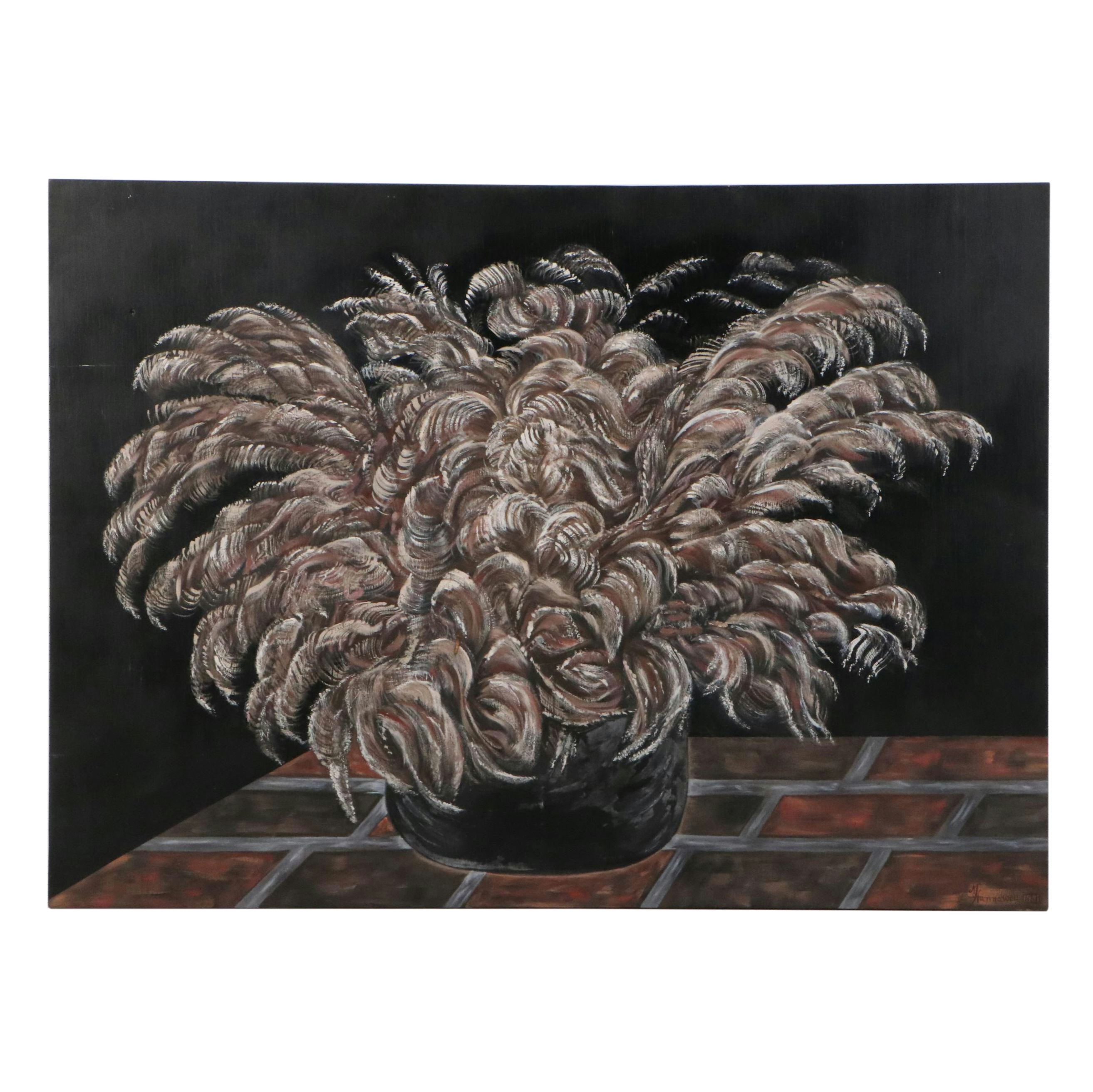 N. Hannawell Floral Still Life Oil Painting, 1991