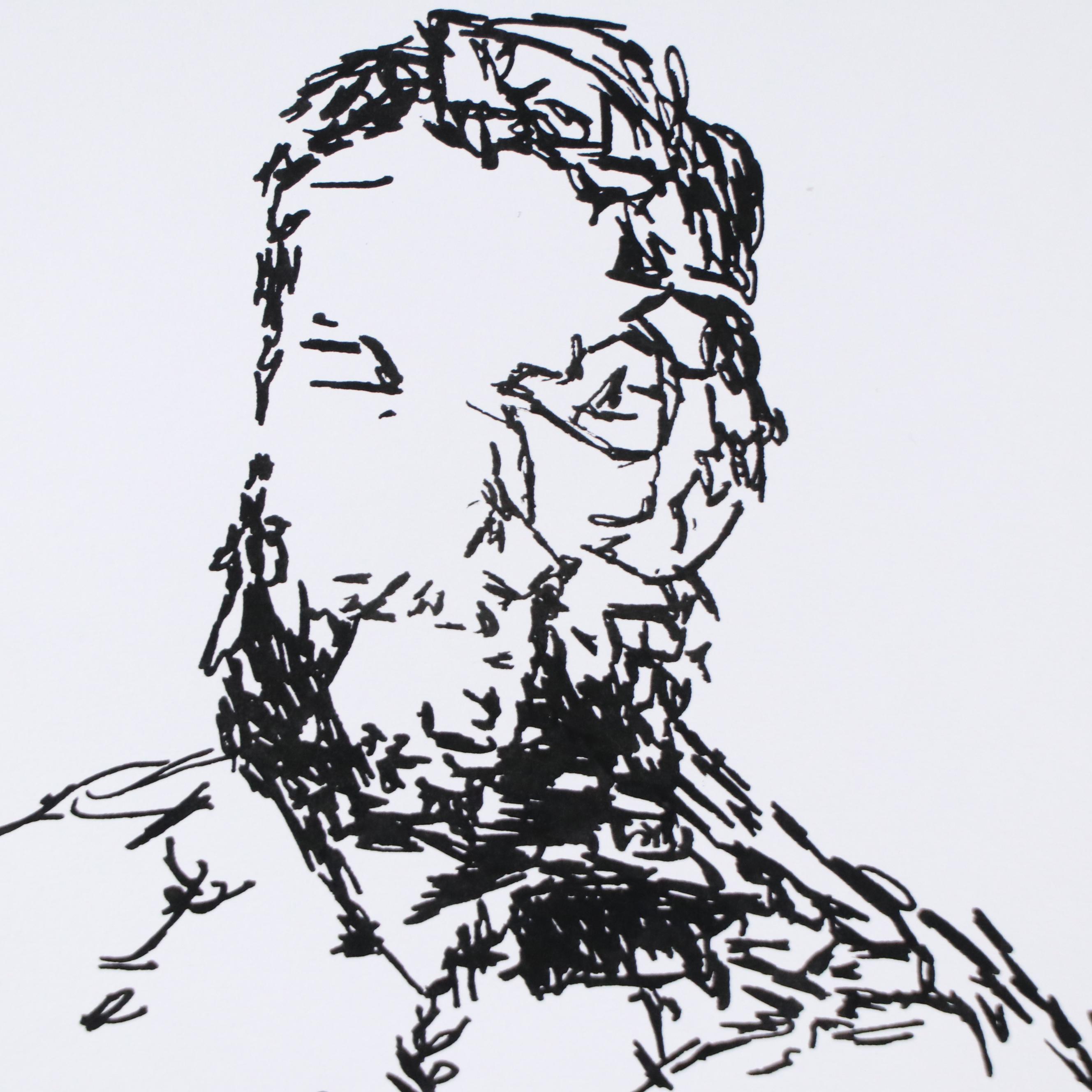 deSanto Male Nude Ink Figure Drawing "Marnix," 2025