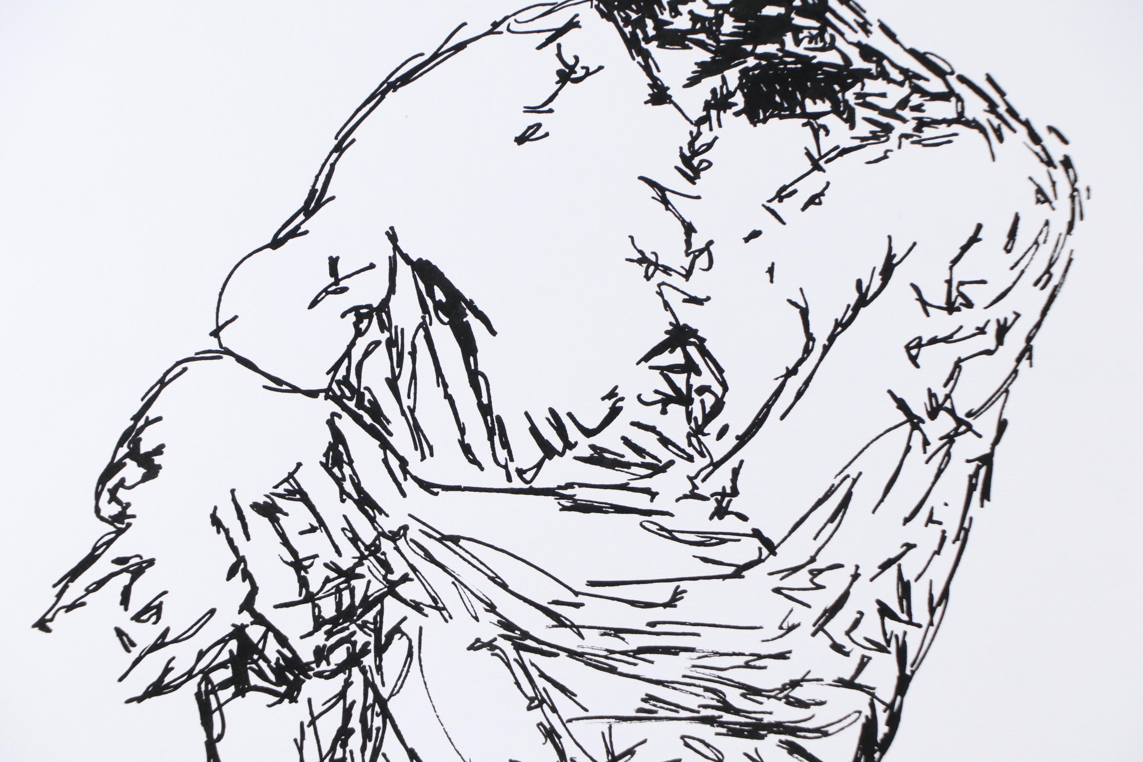 deSanto Male Nude Ink Figure Drawing "Marnix," 2025