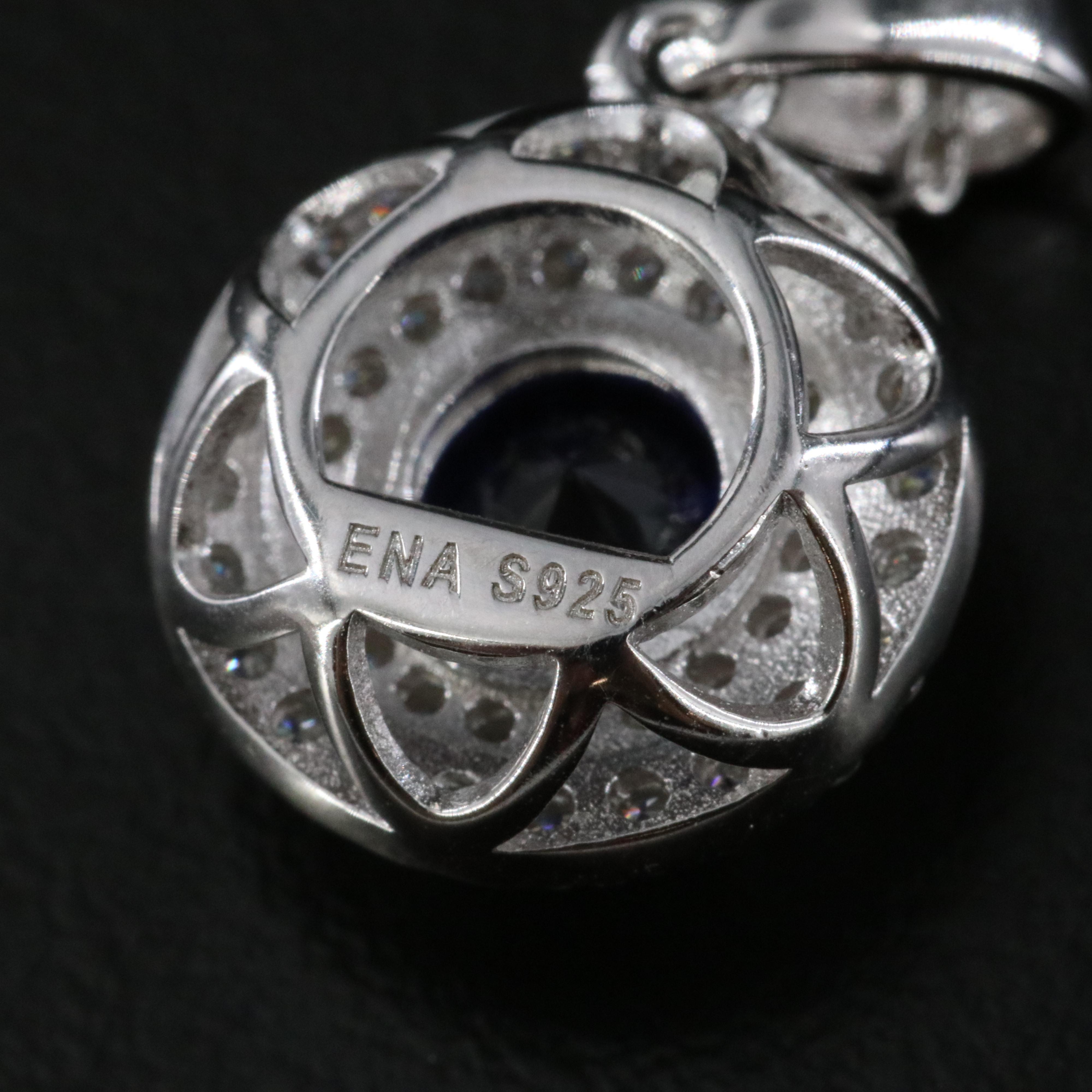 Sterling Sapphire and Moissanite Pendant Necklace