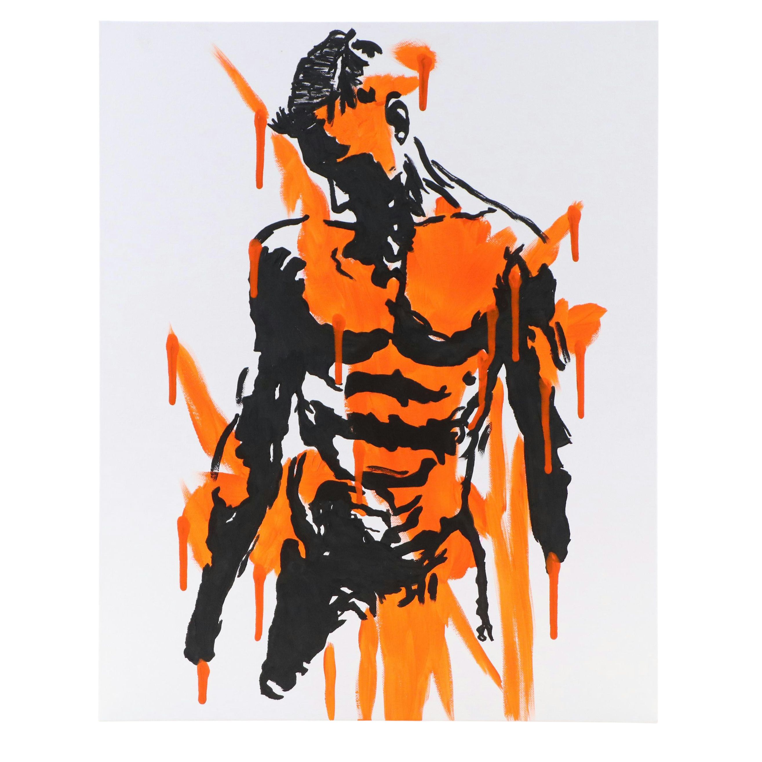 deSanto Male Nude Acrylic Figure Painting "Rupture," 2025