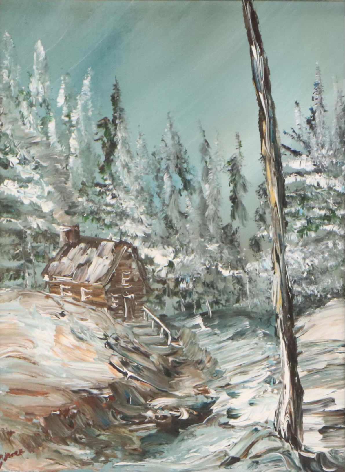 Winter Landscape Oil Painting "Winter's Retreat," 1975