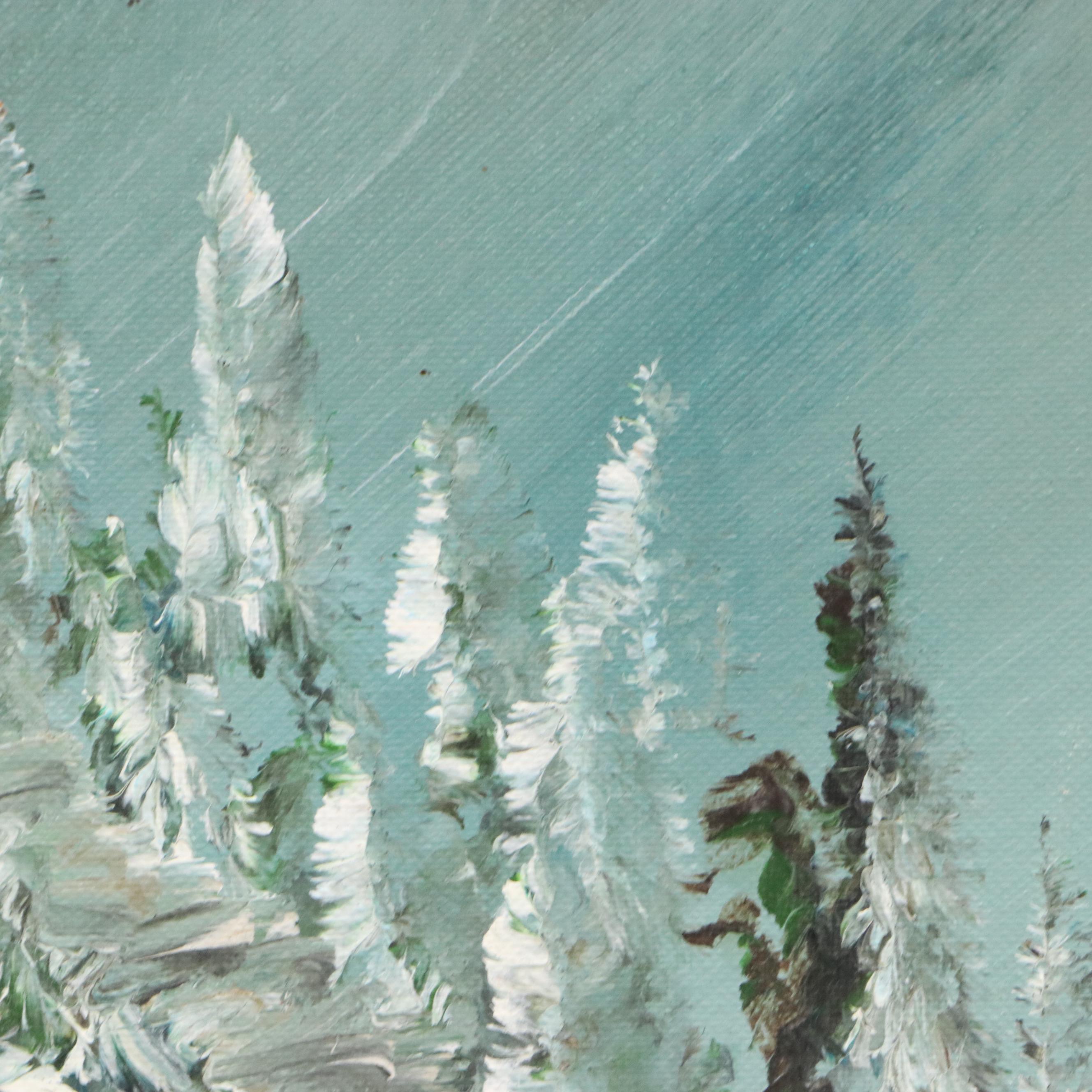 Winter Landscape Oil Painting "Winter's Retreat," 1975