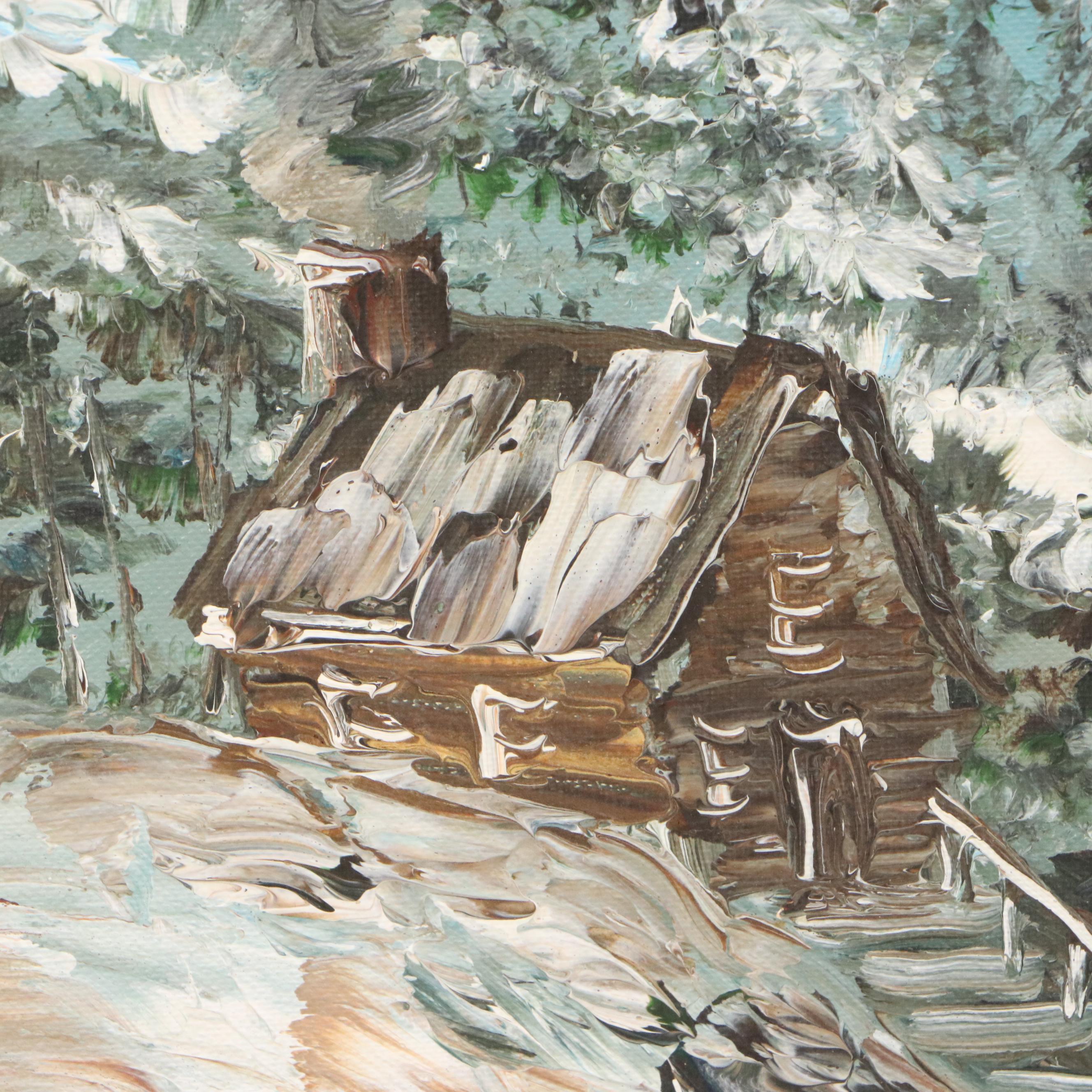 Winter Landscape Oil Painting "Winter's Retreat," 1975