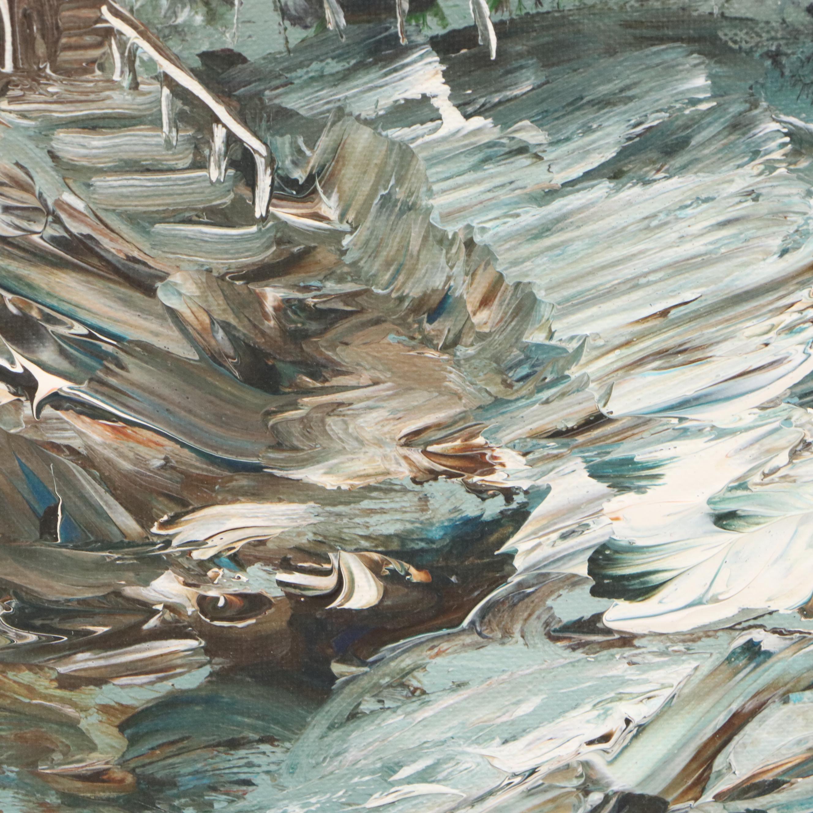 Winter Landscape Oil Painting "Winter's Retreat," 1975