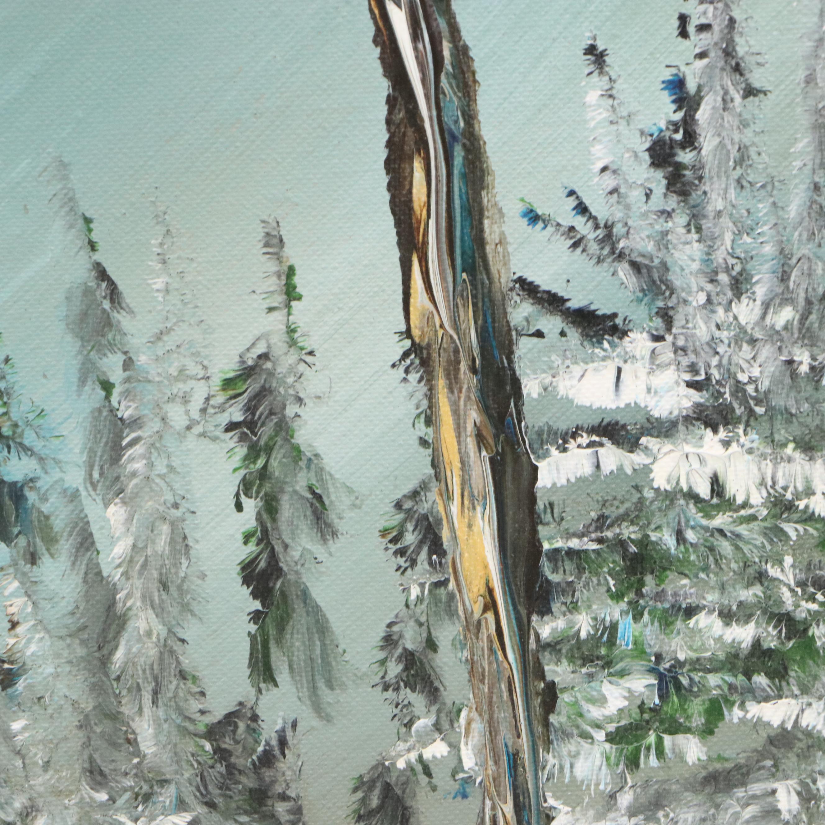 Winter Landscape Oil Painting "Winter's Retreat," 1975