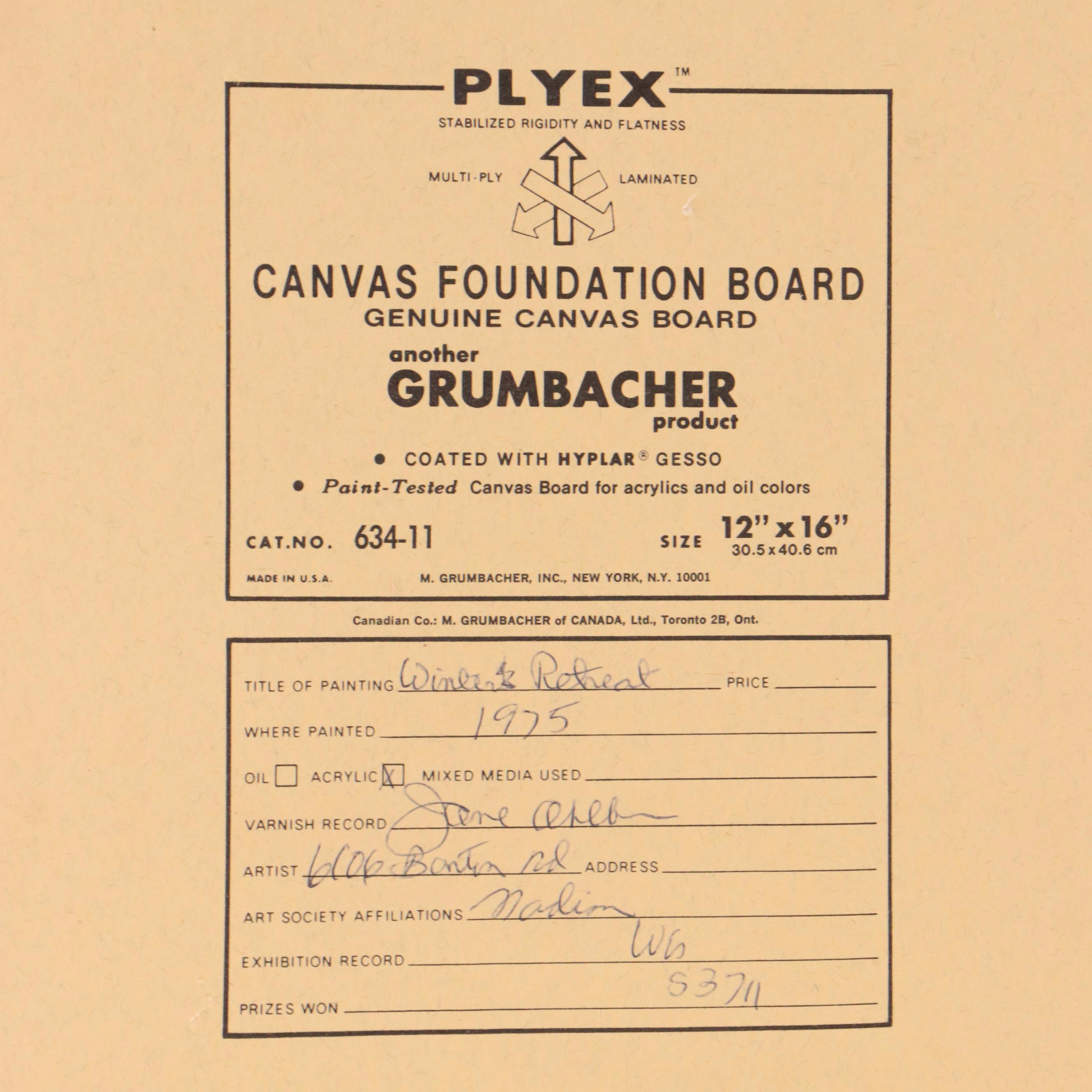 Winter Landscape Oil Painting "Winter's Retreat," 1975