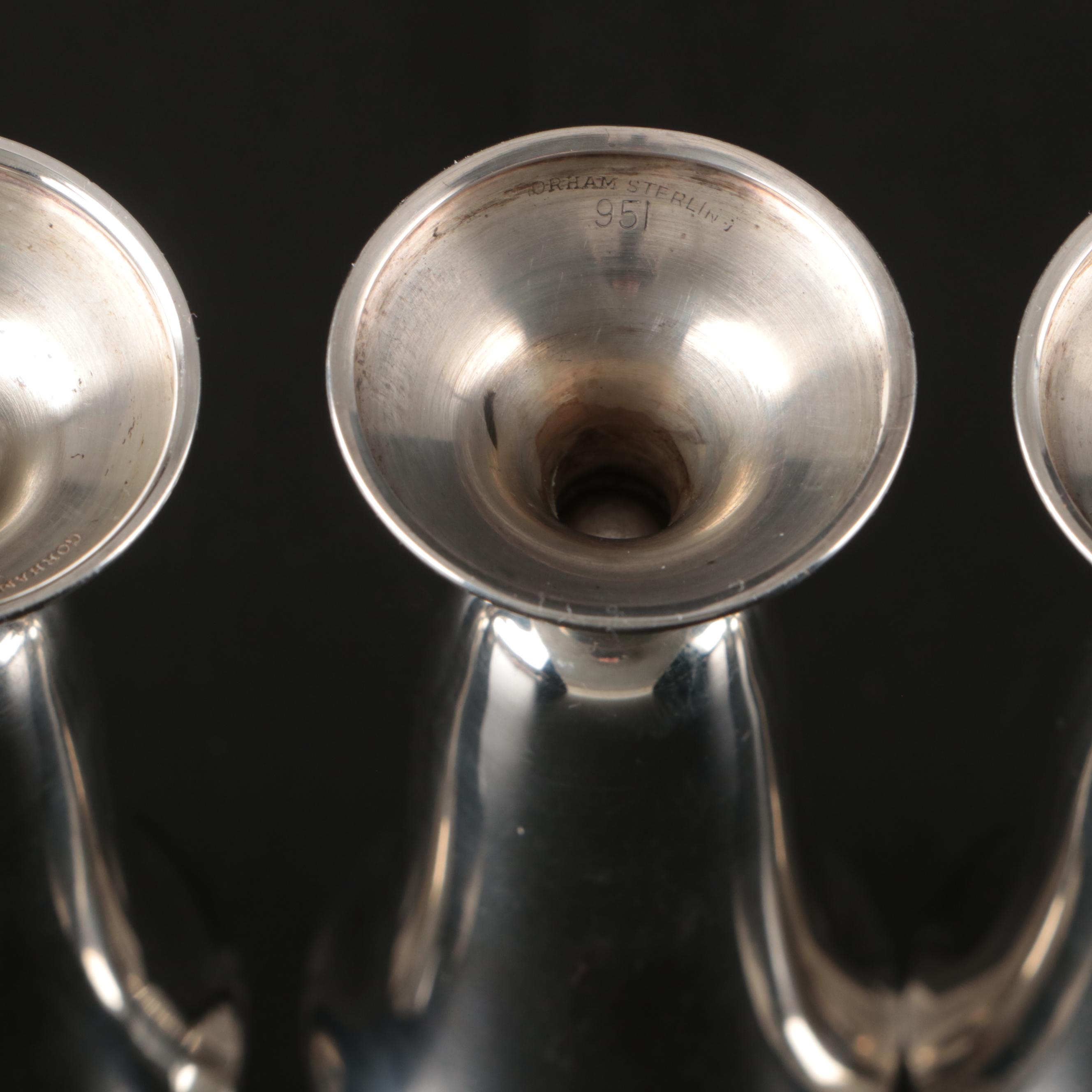 Gorham Sterling Silver Cordial Cups and Silver Plate Round Tray