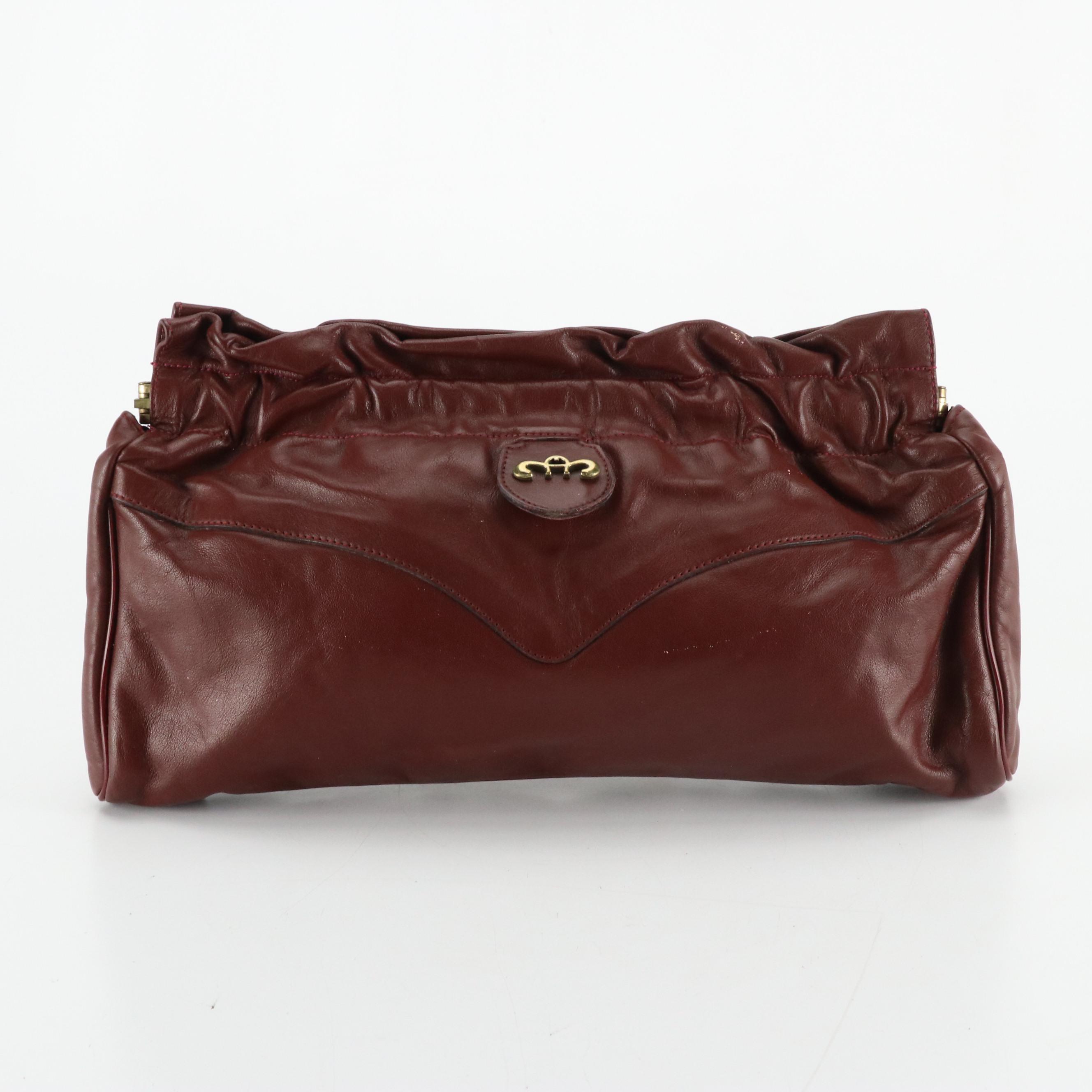 Etienne Aigner Vintage Burgundy Leather Frame Clutch
