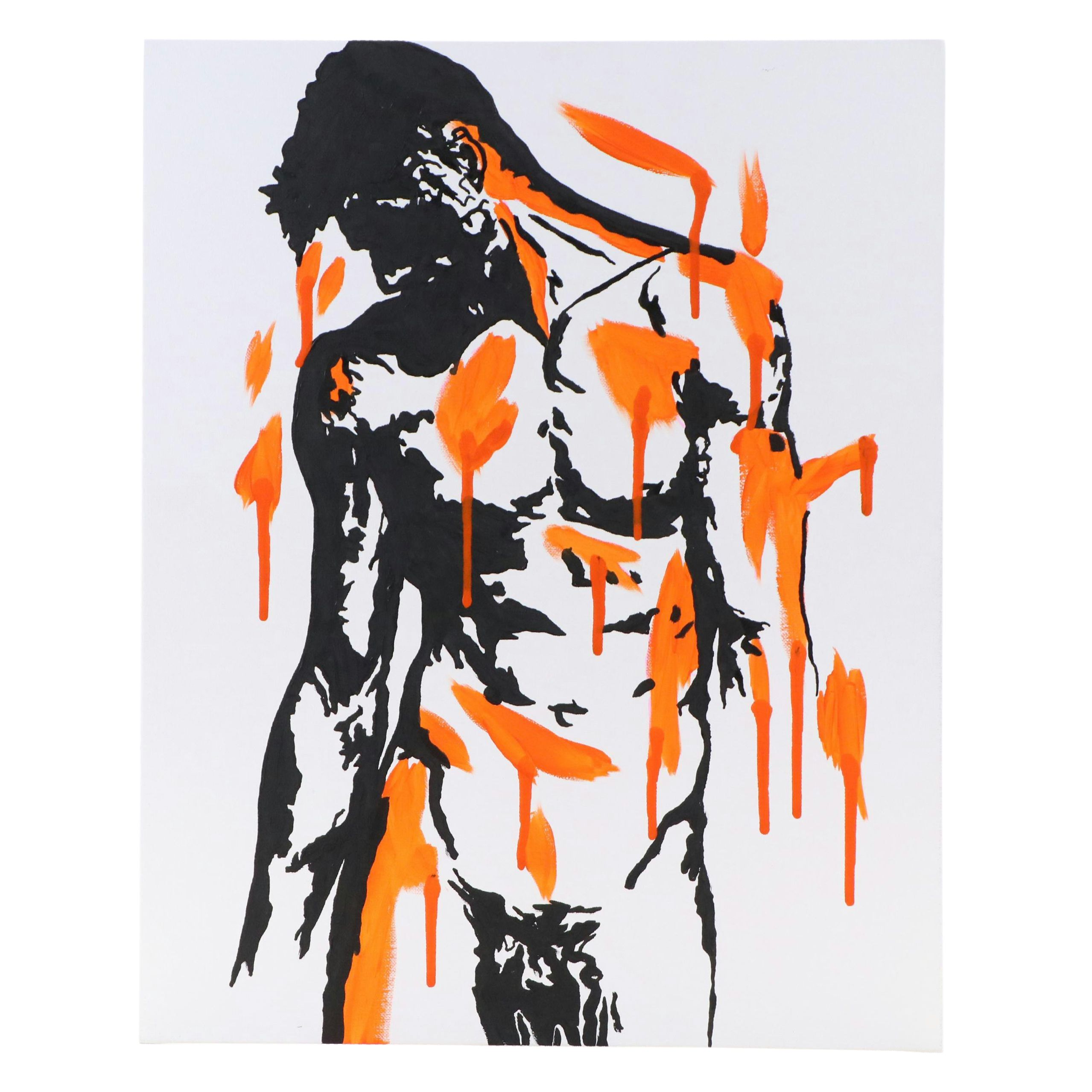 deSanto Male Nude Acrylic Figure Painting "Rive," 2025
