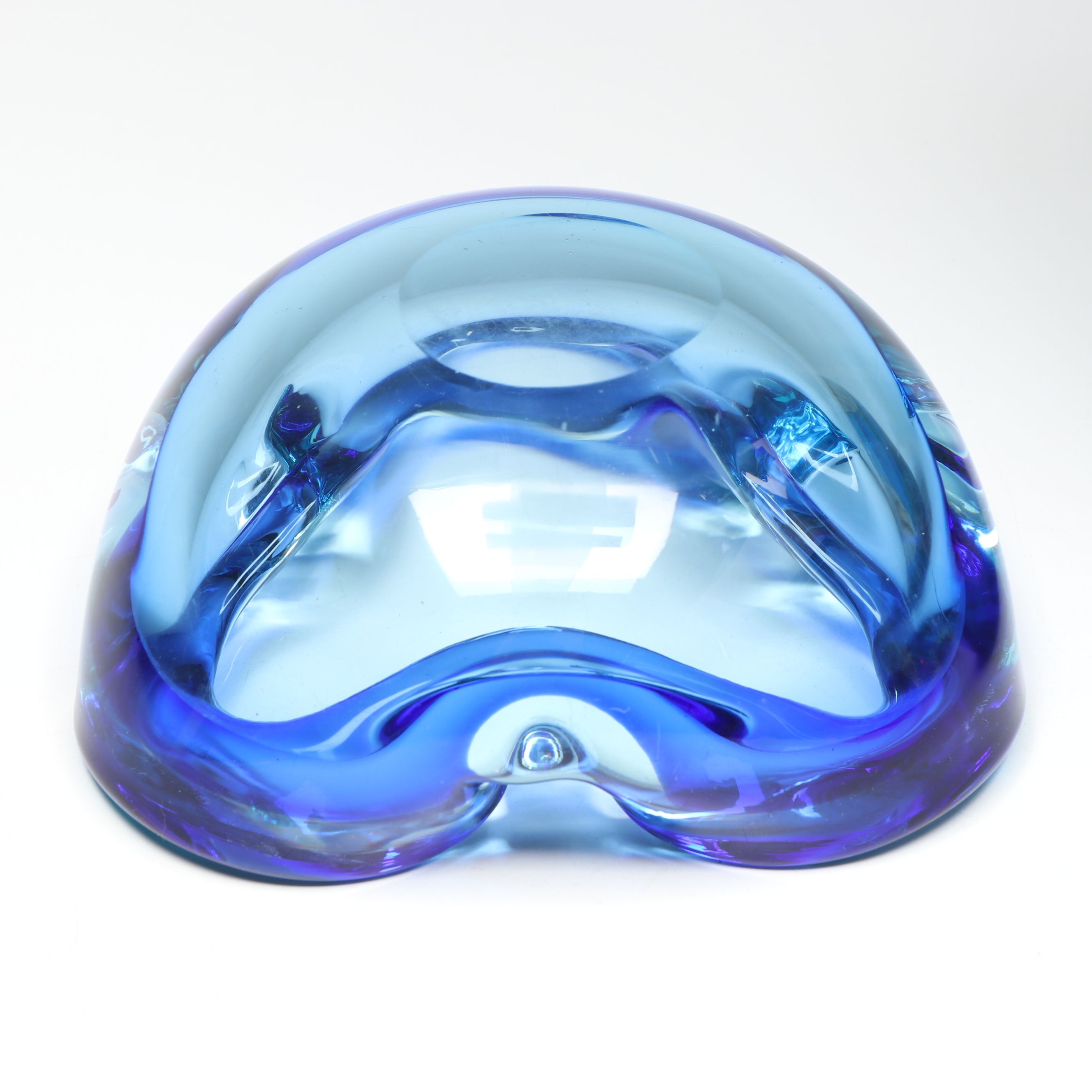 Murano Style Millefiori Calla Lily Glass Vase with Summerso Blue Ashtray