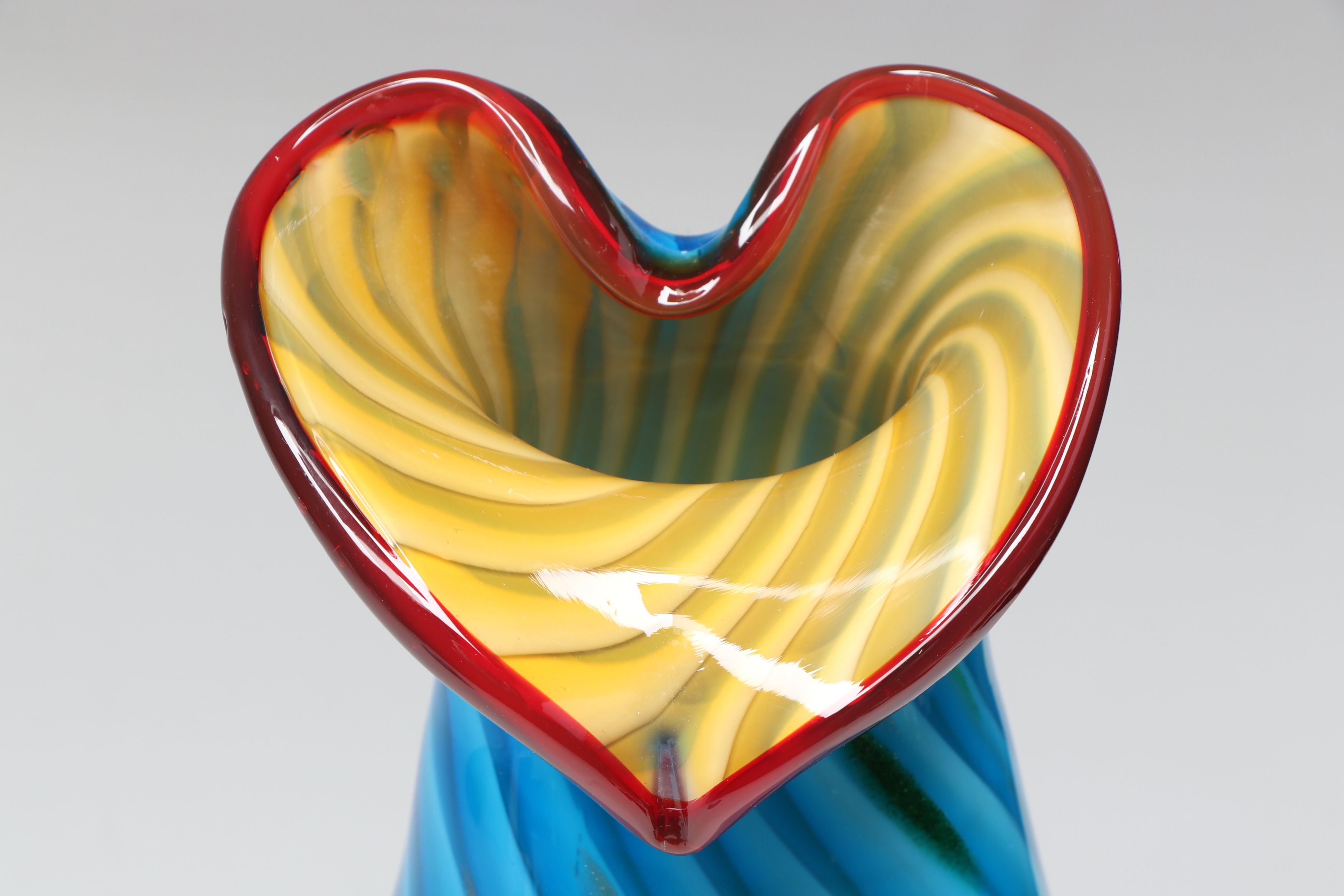 Murano Style Millefiori Calla Lily Glass Vase with Summerso Blue Ashtray