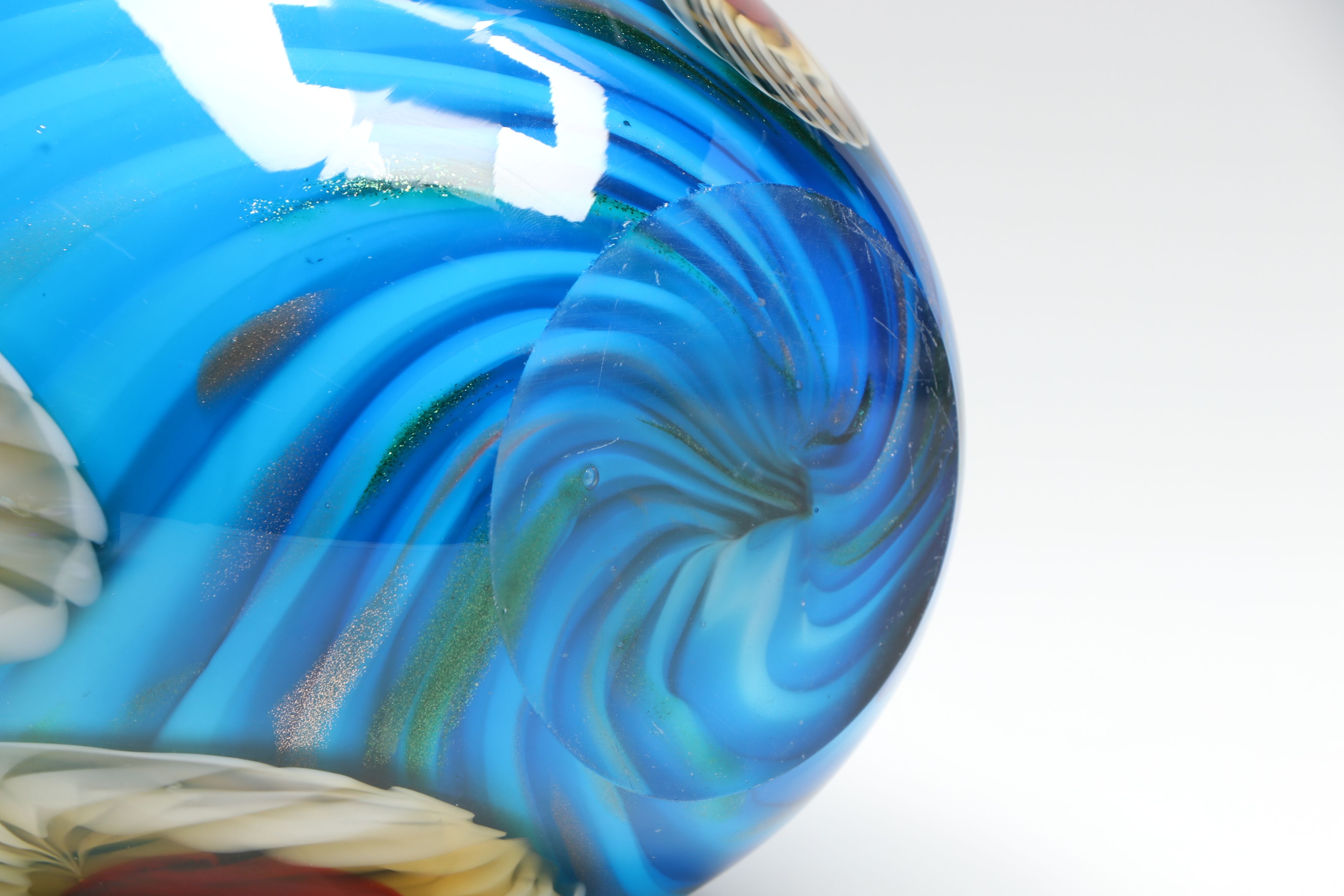 Murano Style Millefiori Calla Lily Glass Vase with Summerso Blue Ashtray