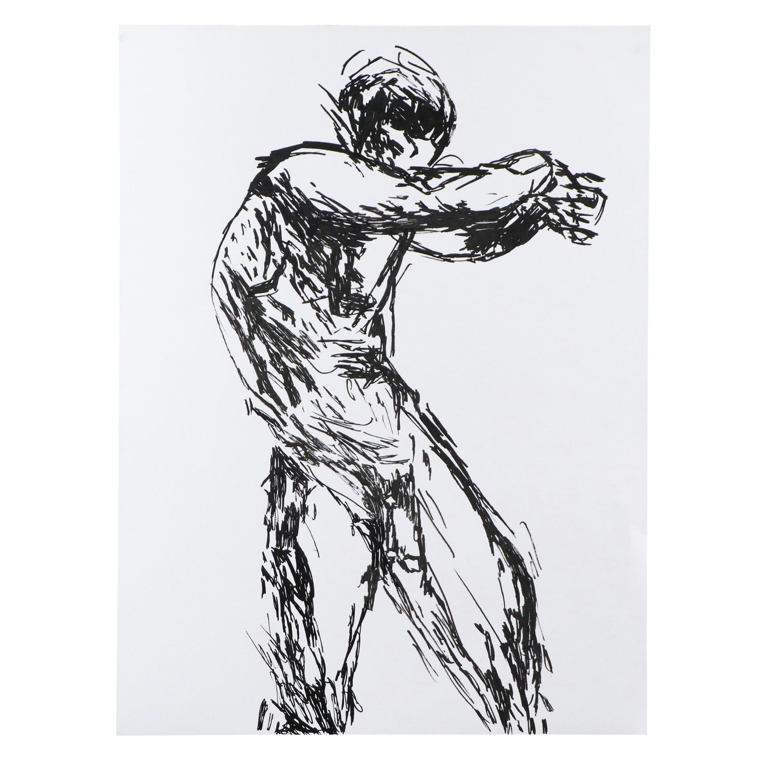 deSanto Male Nude Ink Figure Drawing "Astrael," 2025