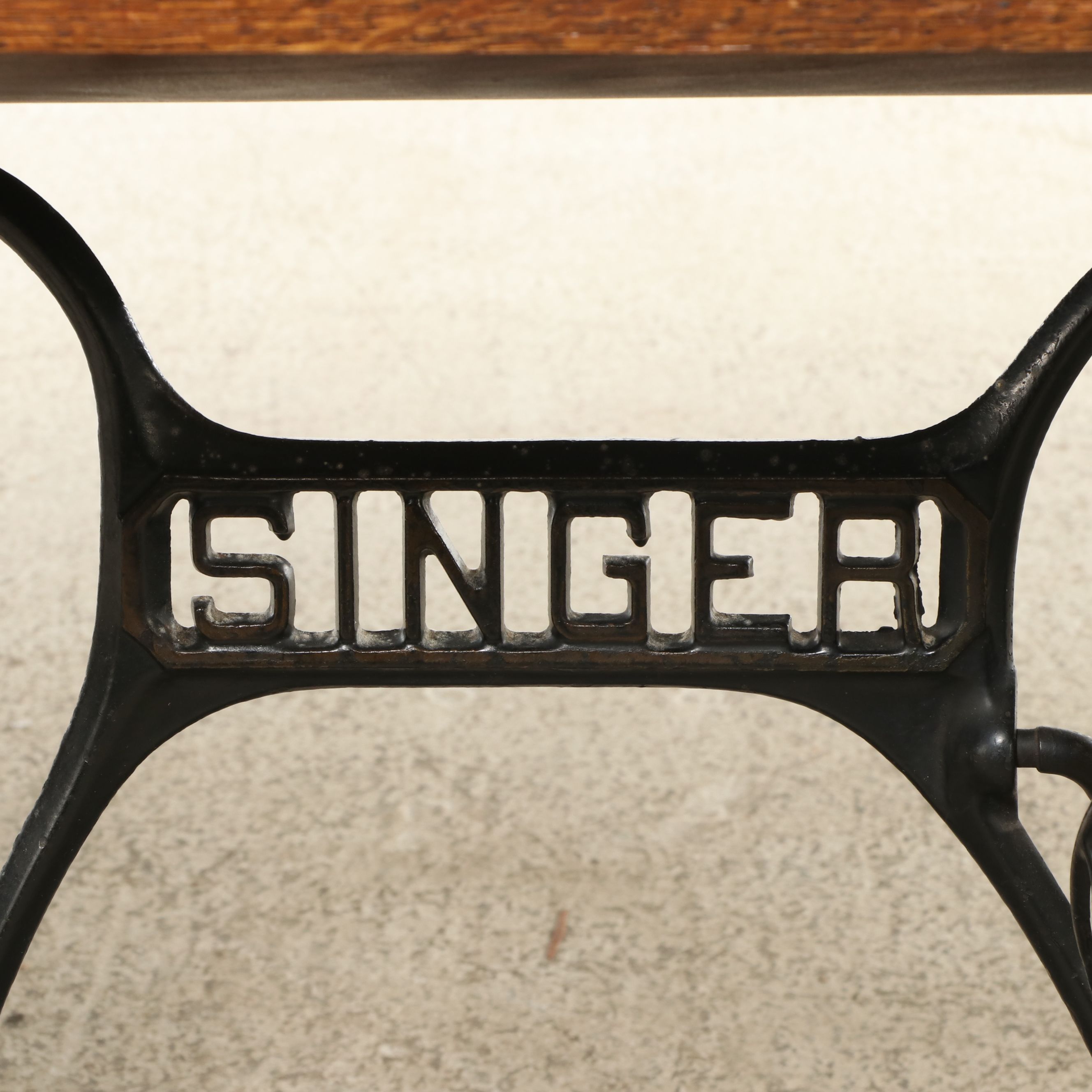 Singer Treadle Sewing Machine with Oak and Cast Iron Sewing Table