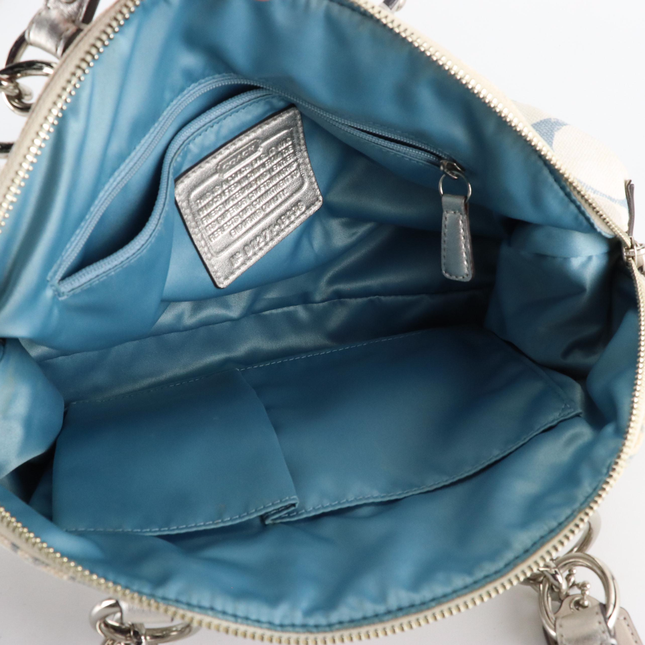Coach Teal Signature Canvas Sling Pack, Kristin Sequin Satchel and Wool Scarf