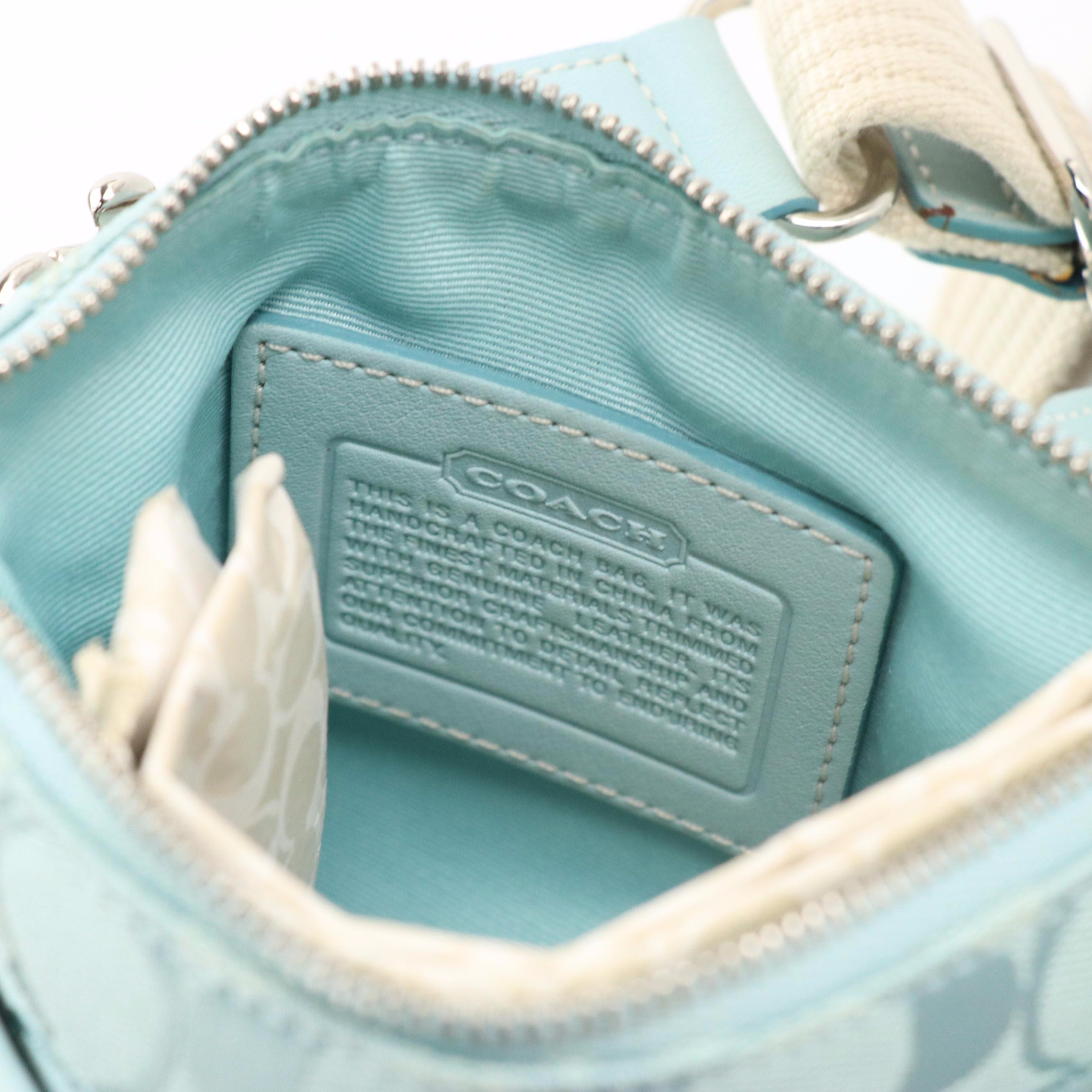 Coach Teal Signature Canvas Sling Pack, Kristin Sequin Satchel and Wool Scarf