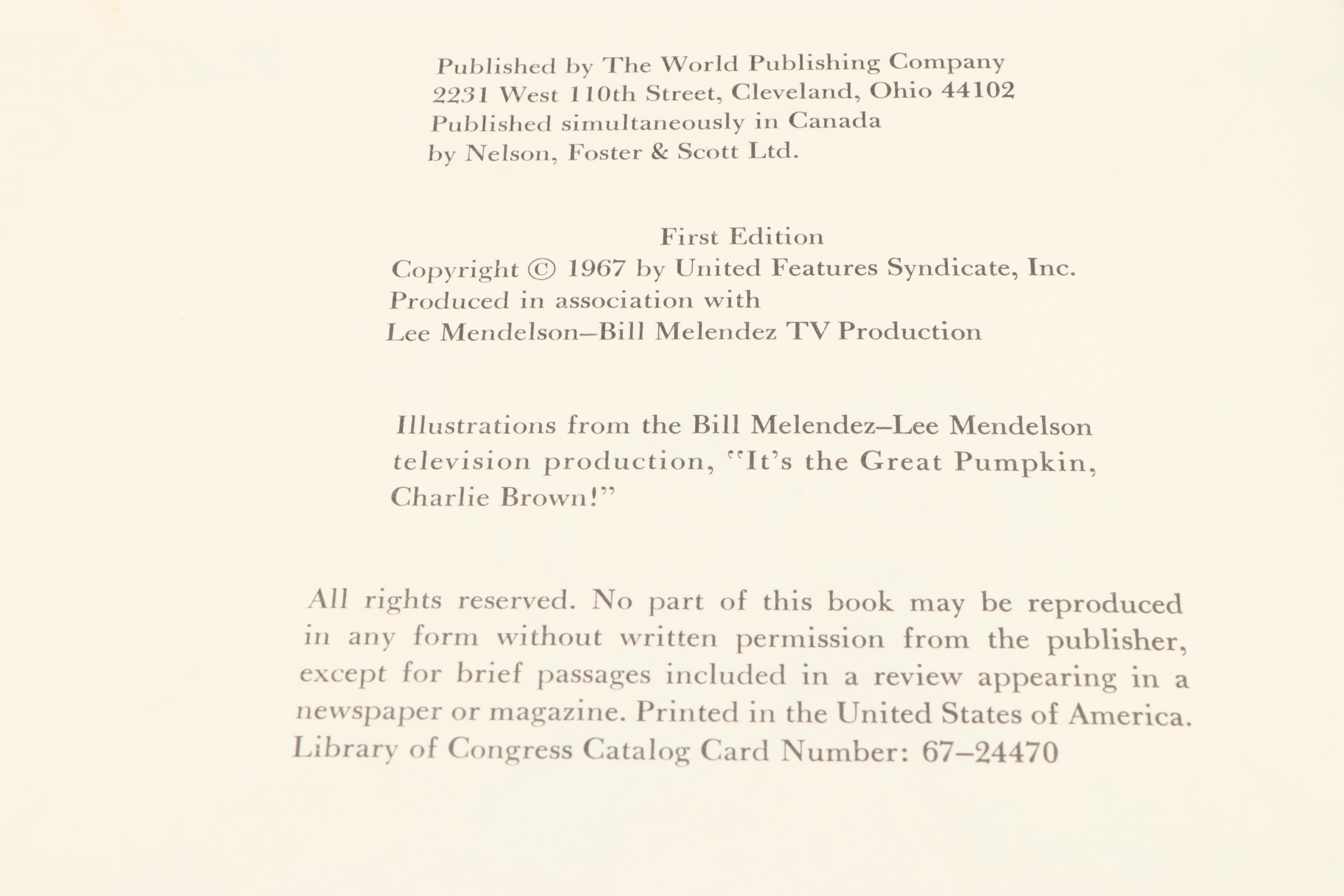First Edition "It's The Great Pumpkin, Charlie Brown" by Charles M. Schulz, 1967
